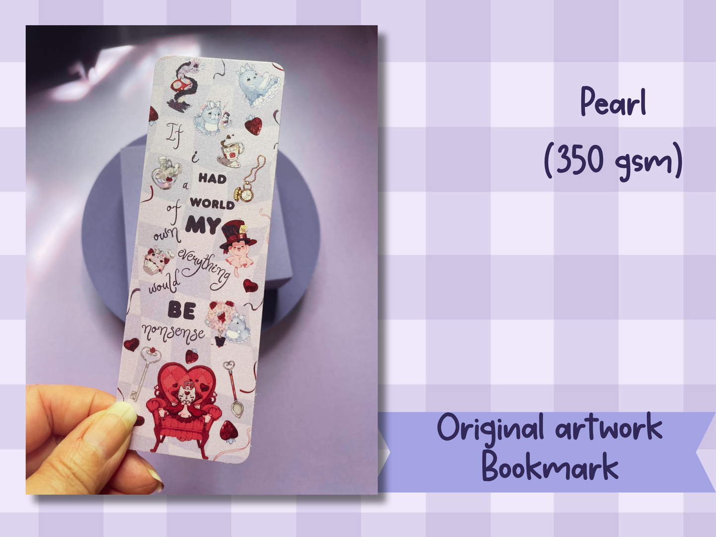 Alice's adventures in wonderland bookmark, bookish gift, cute and fun, original artwork, book club, whimsical bookmark, cute ghost