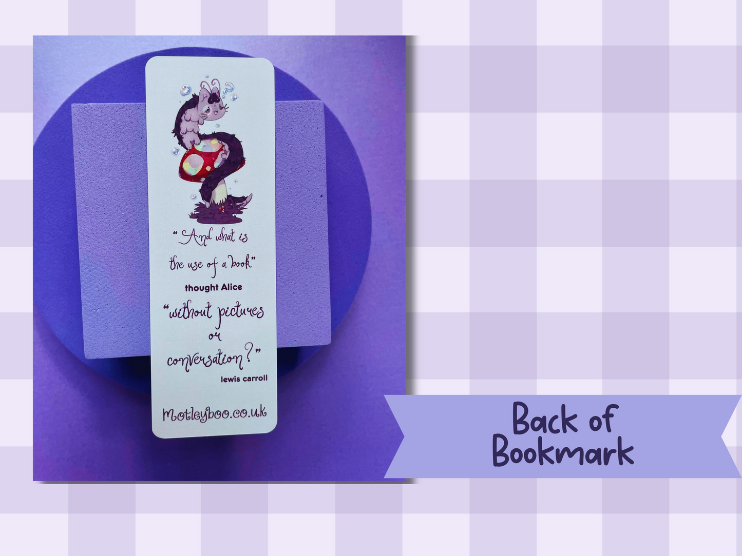 Alice's adventures in wonderland bookmark, bookish gift, cute and fun, original artwork, book club ticket, whimsical bookmark, cute ghost
