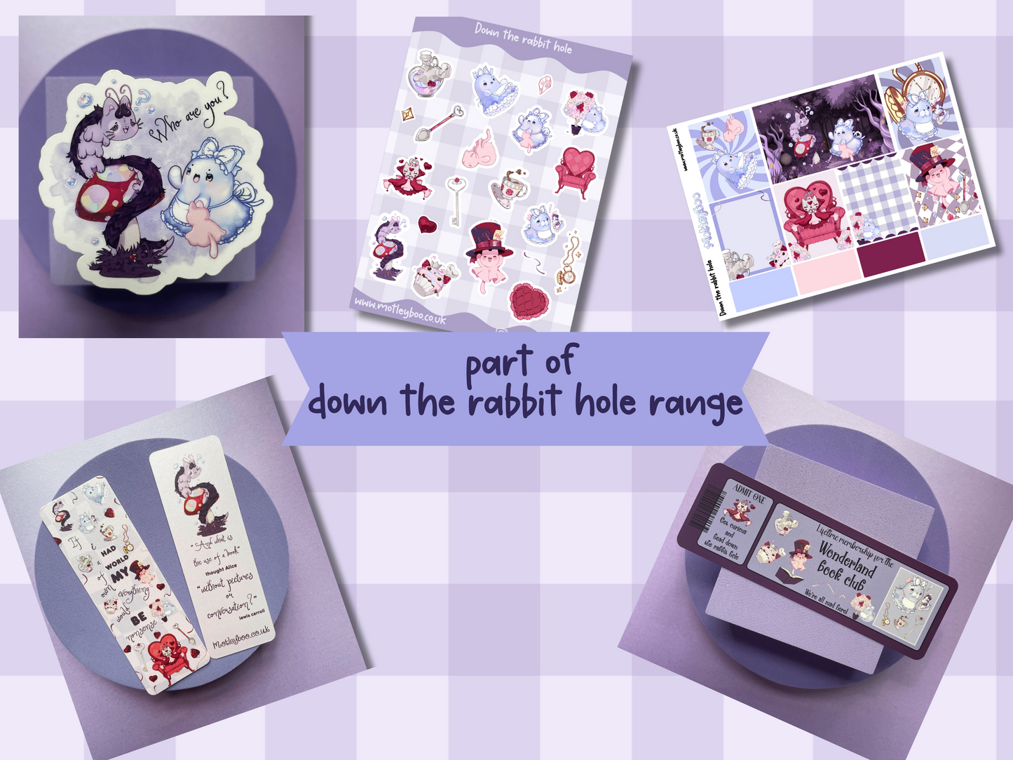 Alice's adventures in wonderland die cut sticker for laptops and kindles, bookish gift, whimsical stickers, laminated sticker