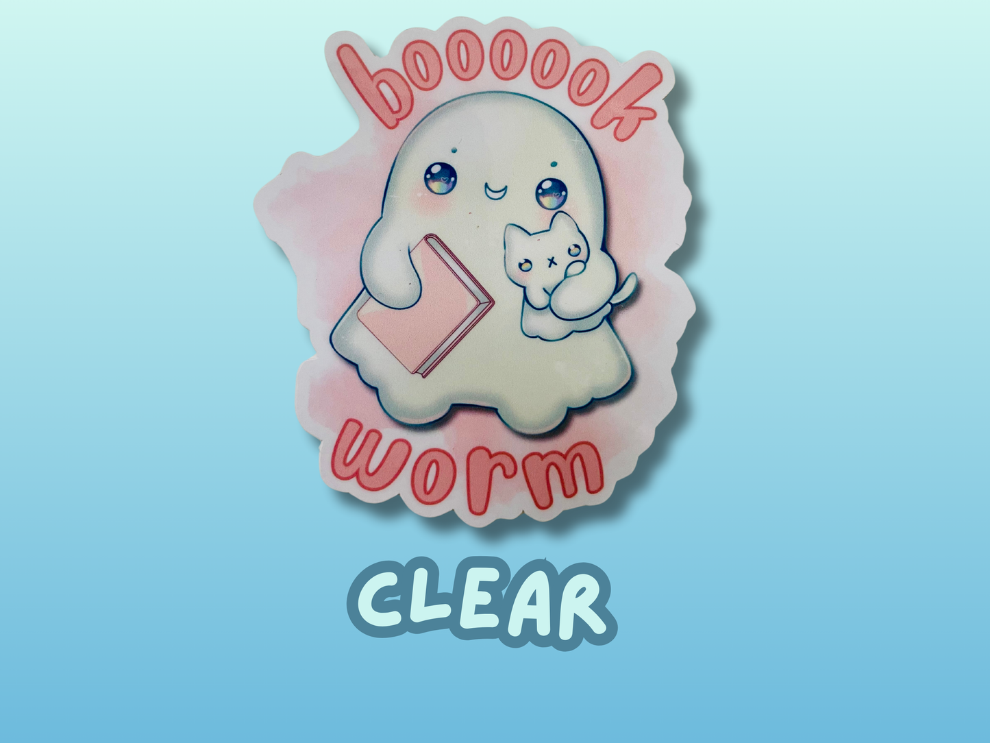 Bookworm sticker, gifts for book lovers, ghost sticker, die cut sticker, laminate sticker, laptop sticker, vinyl sticker