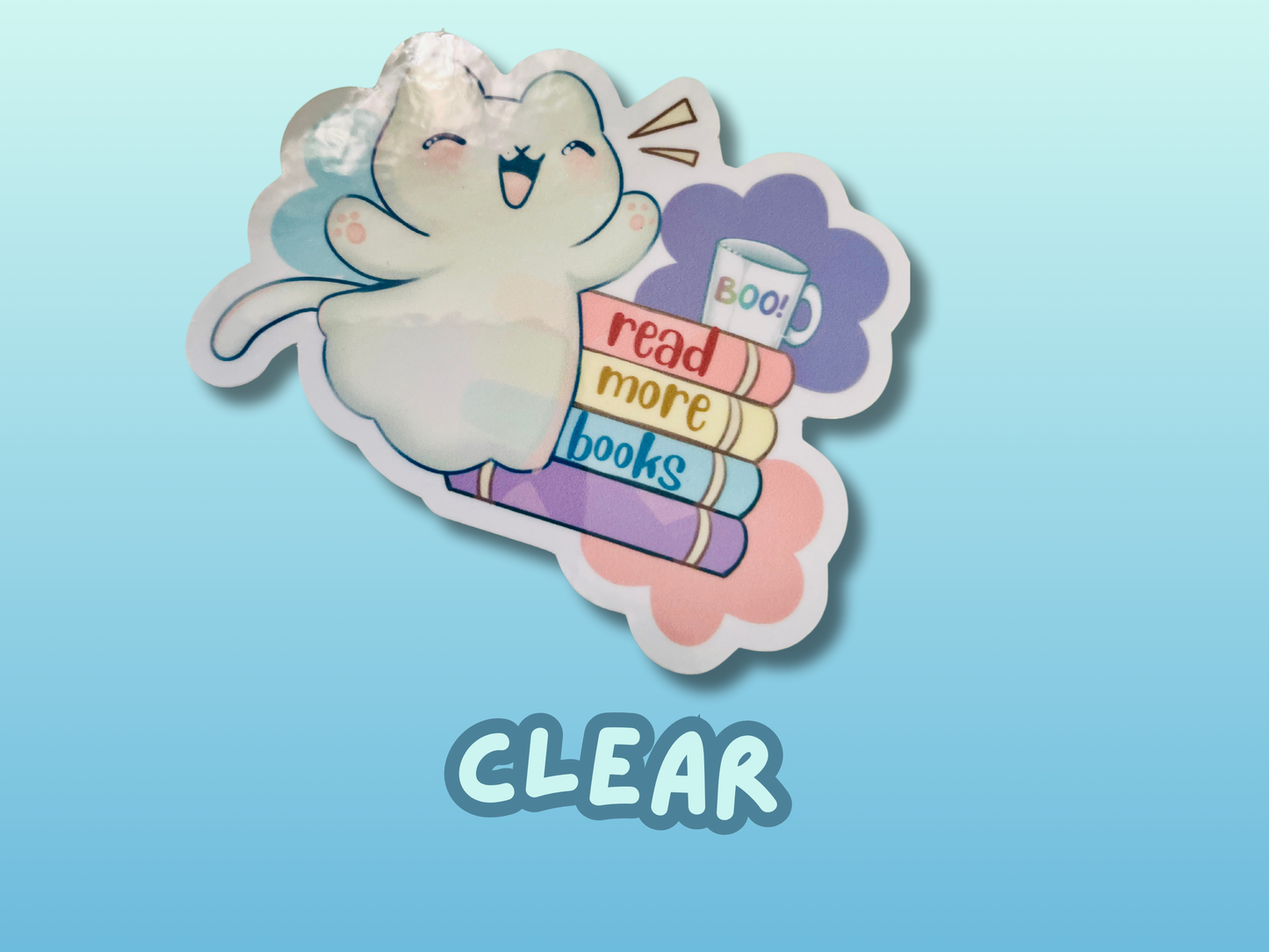 Read more books sticker, gifts for book lovers, ghost sticker, die cut sticker, laminate sticker, laptop sticker, vinyl sticker