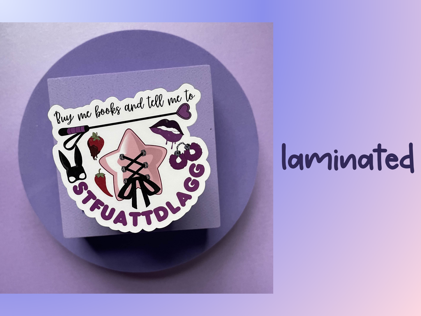 Buy me books and tell me to STFUATTDLAGG die cut, kindle and laptop sticker, gifts for bookish spicy smut book lovers, vinyl and laminated