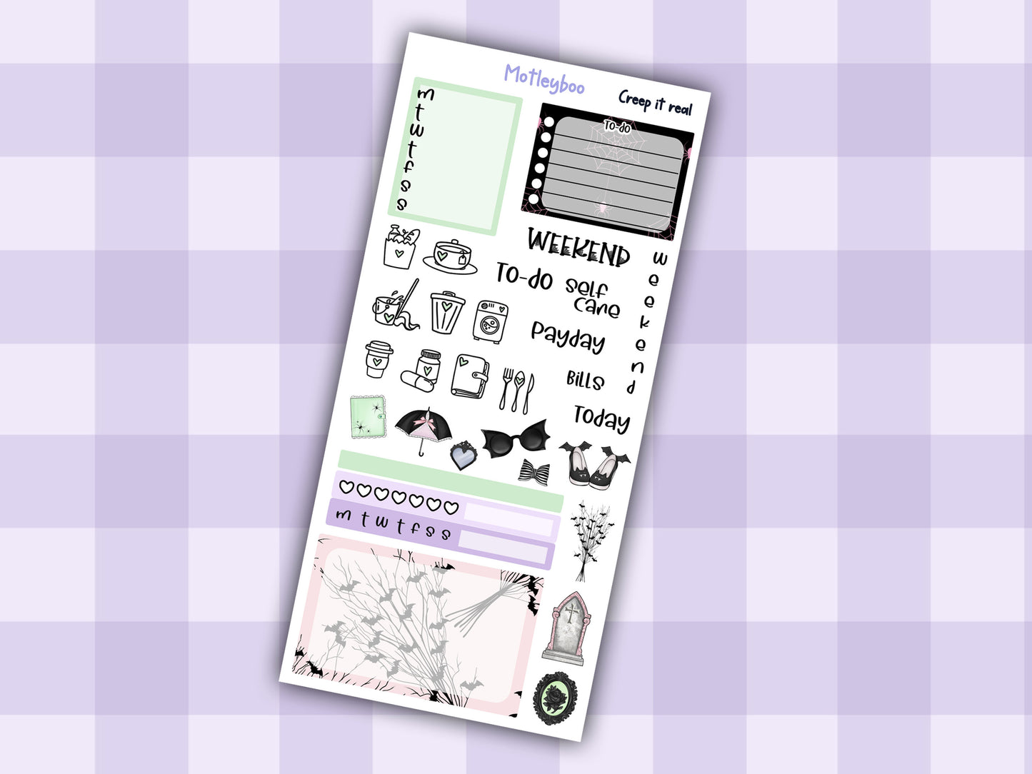 Hobonichi weeks weekly planner sticker kit, spooky planner stickers, Creep it real