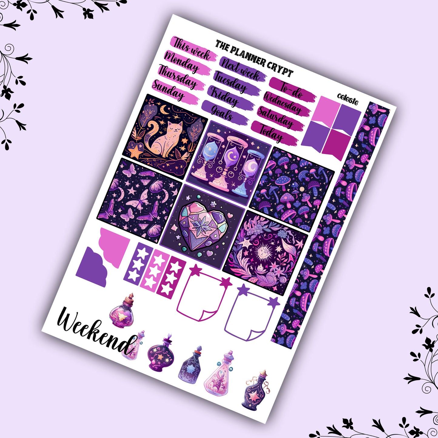 Celeste Hobonichi cousin planner sticker kit