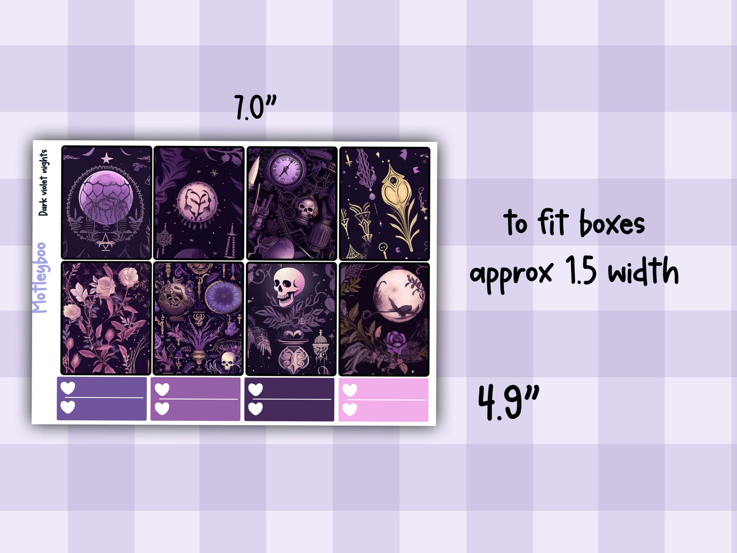 Weekly Planner Sticker Kit, witchy spooky halloween Vertical Planning Stickers, Dark violet nights