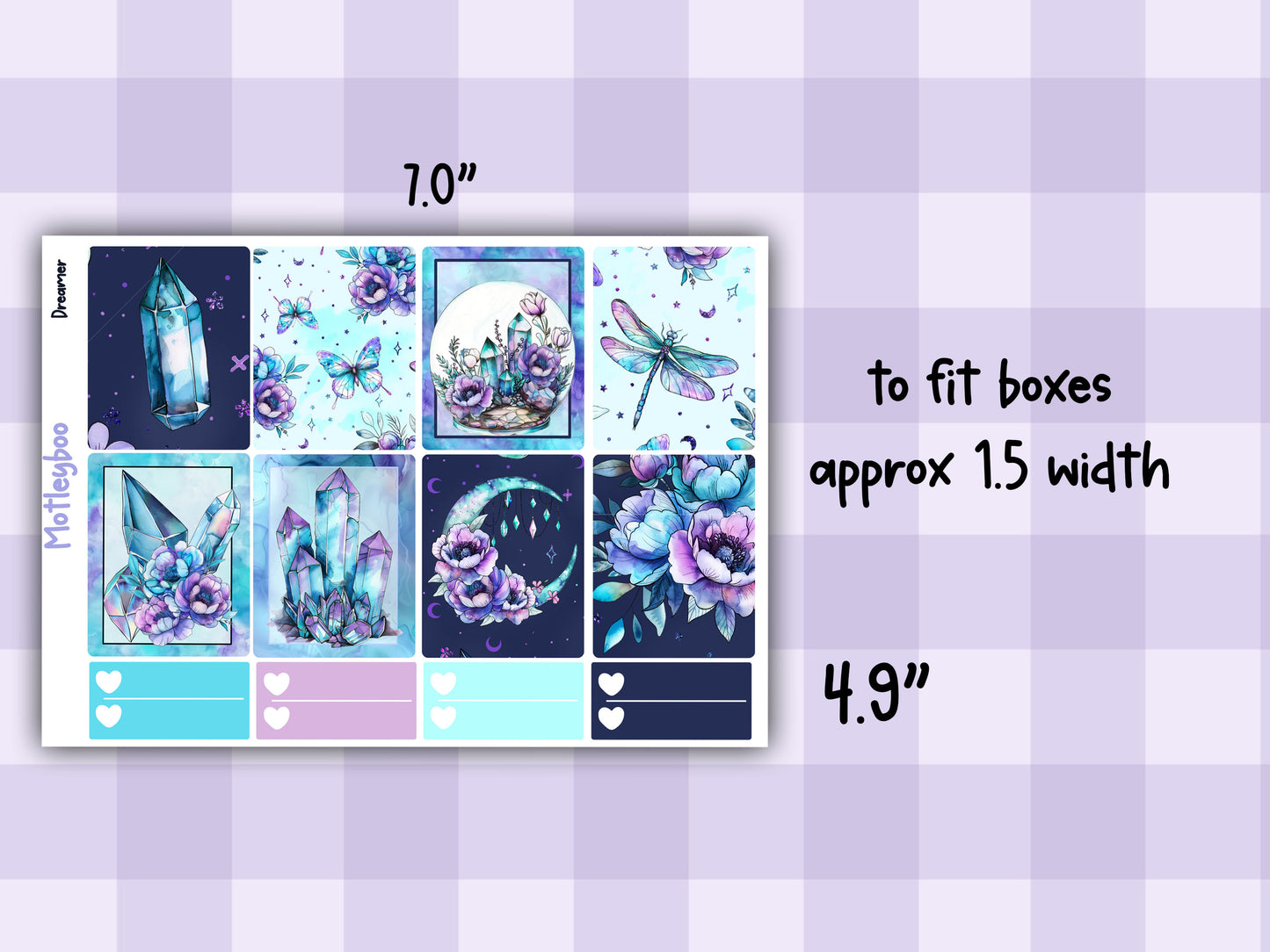 Weekly Planner Sticker Kit, Celestial Vertical Planning Stickers, Dreamer