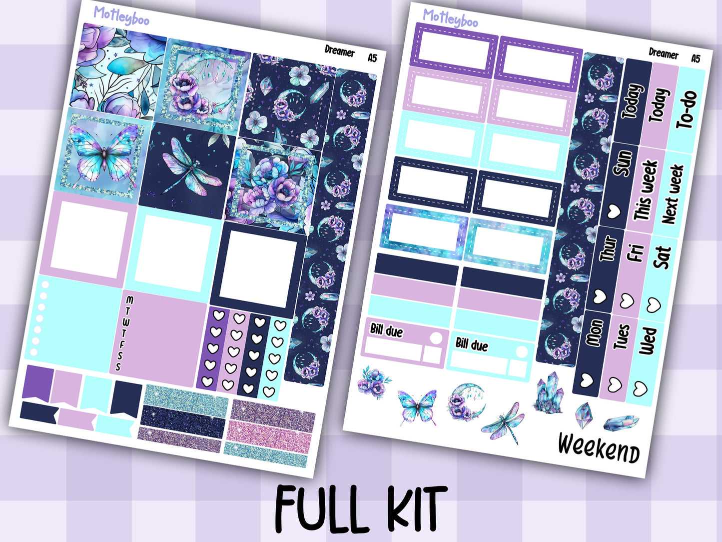 A5 Hobonichi cousin planner sticker kit, witchy planner stickers, hobonichi cousin, Dreamer