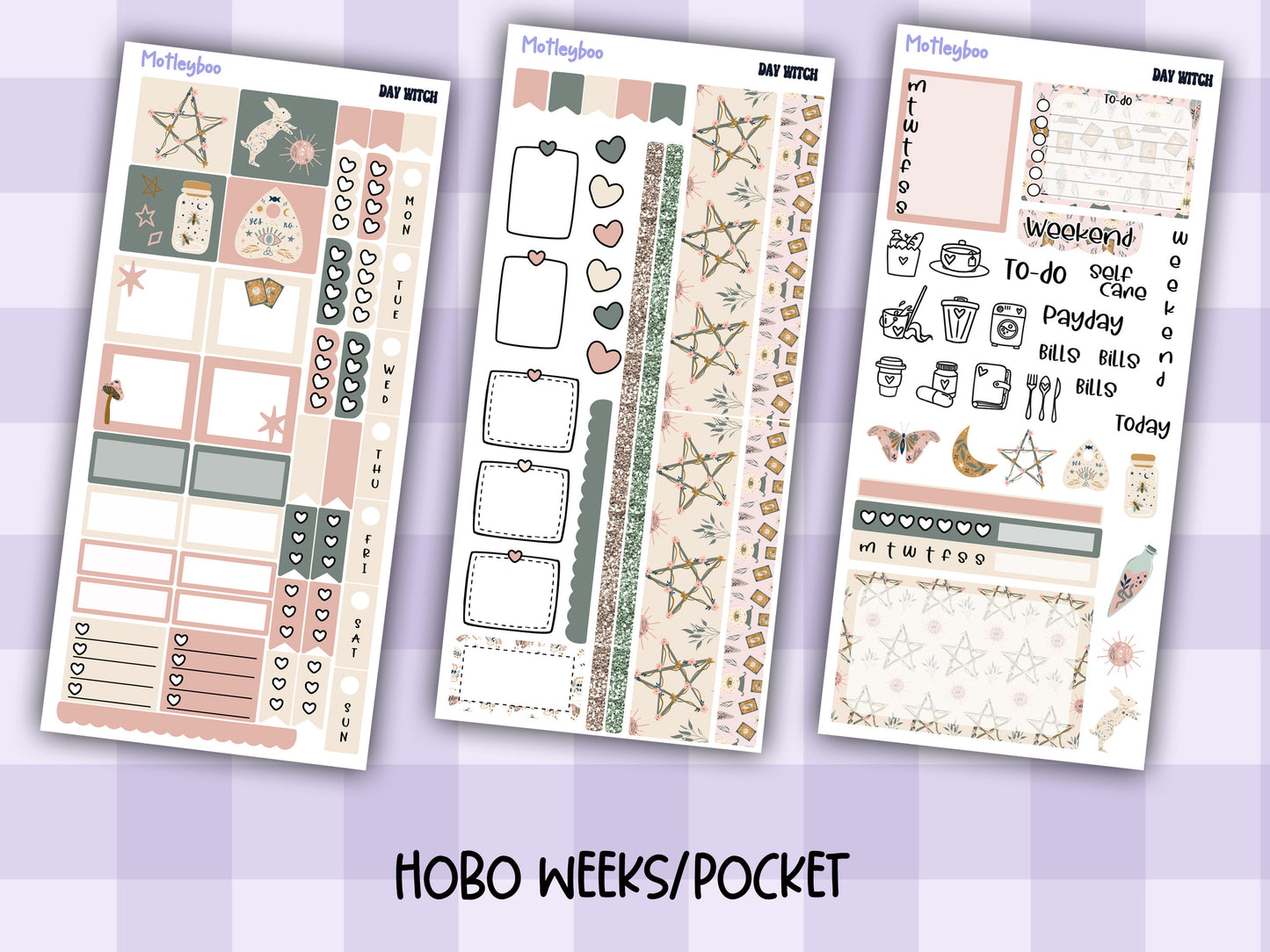 Hobonichi weeks, sticker kit, hobonichi planner, goth stickers, witch planner, hobonichi functional sticker, planner stickers, witch sticker