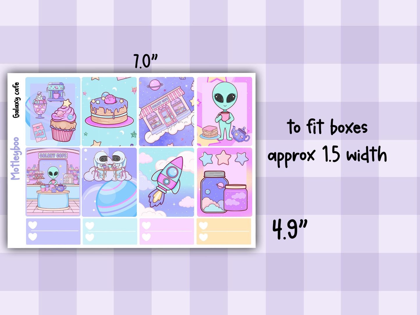 Weekly Planner Sticker Kit, scfi alien food Vertical Planning Stickers, Galaxy cafe