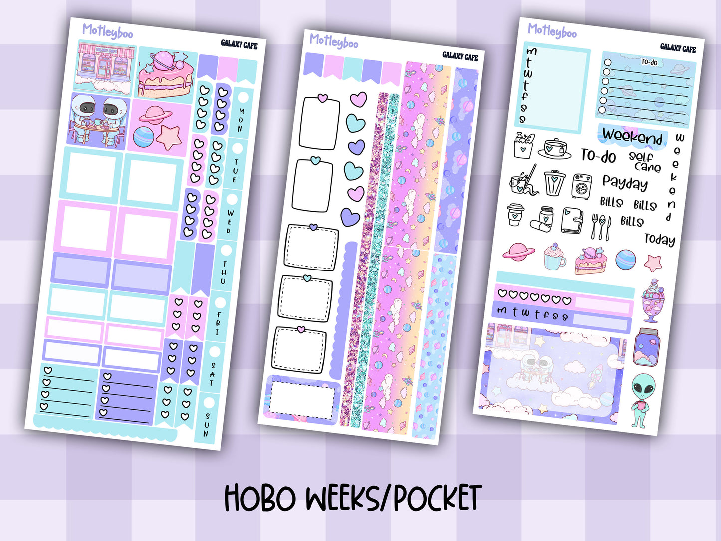 Hobonichi weeks, sticker kit, hobonichi planner, galaxy cafe