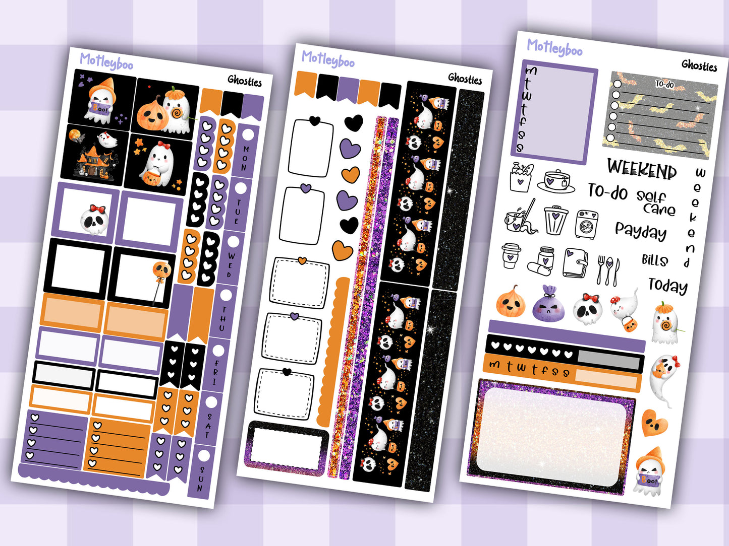 Hobonichi weeks weekly planner sticker kit, planner stickers, Ghosties