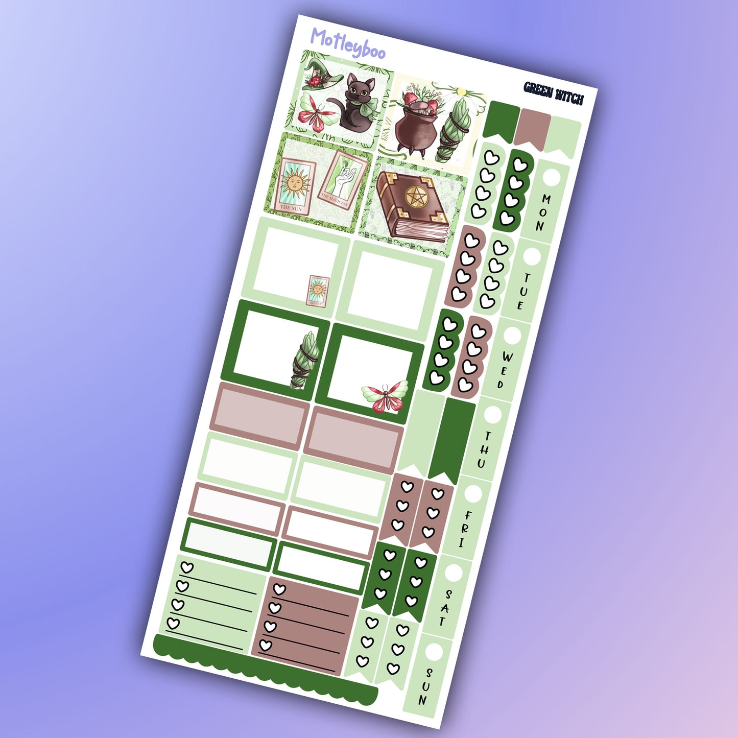 Hobonichi weeks, weekly sticker kit, hobonichi planner, witch planner, green witch