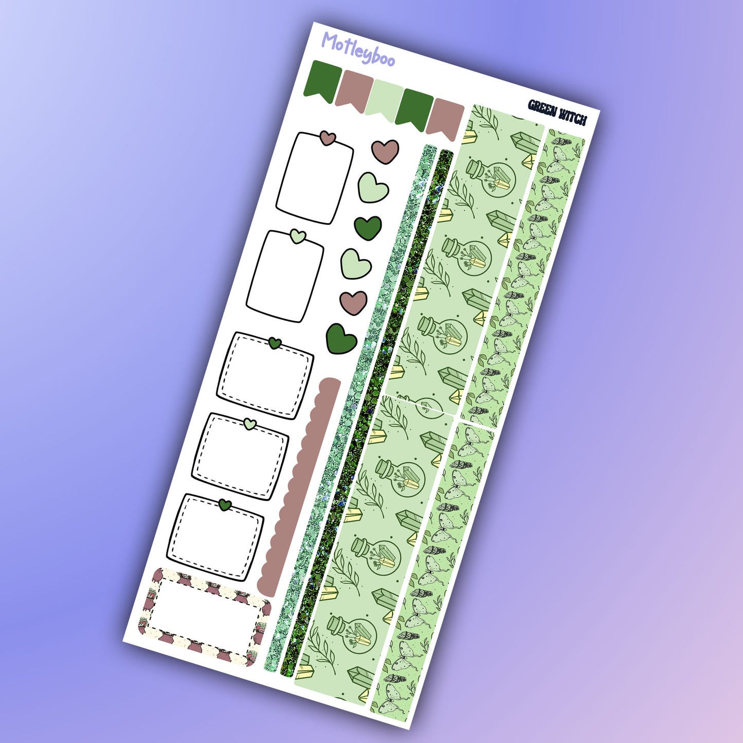 Hobonichi weeks, weekly sticker kit, hobonichi planner, witch planner, green witch