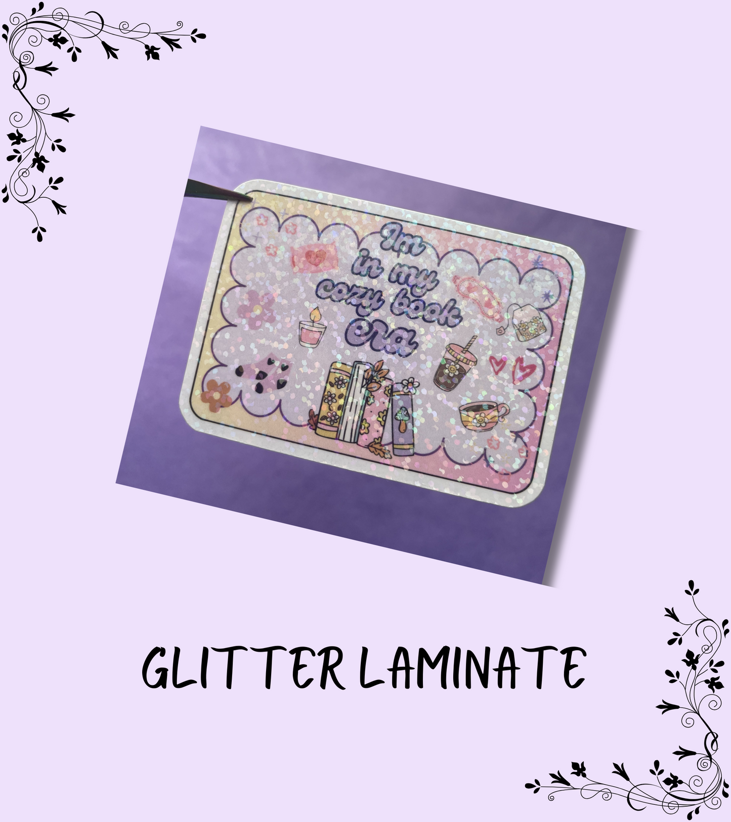 In my cozy era sticker, gifts for book lovers, cute sticker, die cut sticker, laminate sticker, laptop sticker, vinyl sticker, glitter