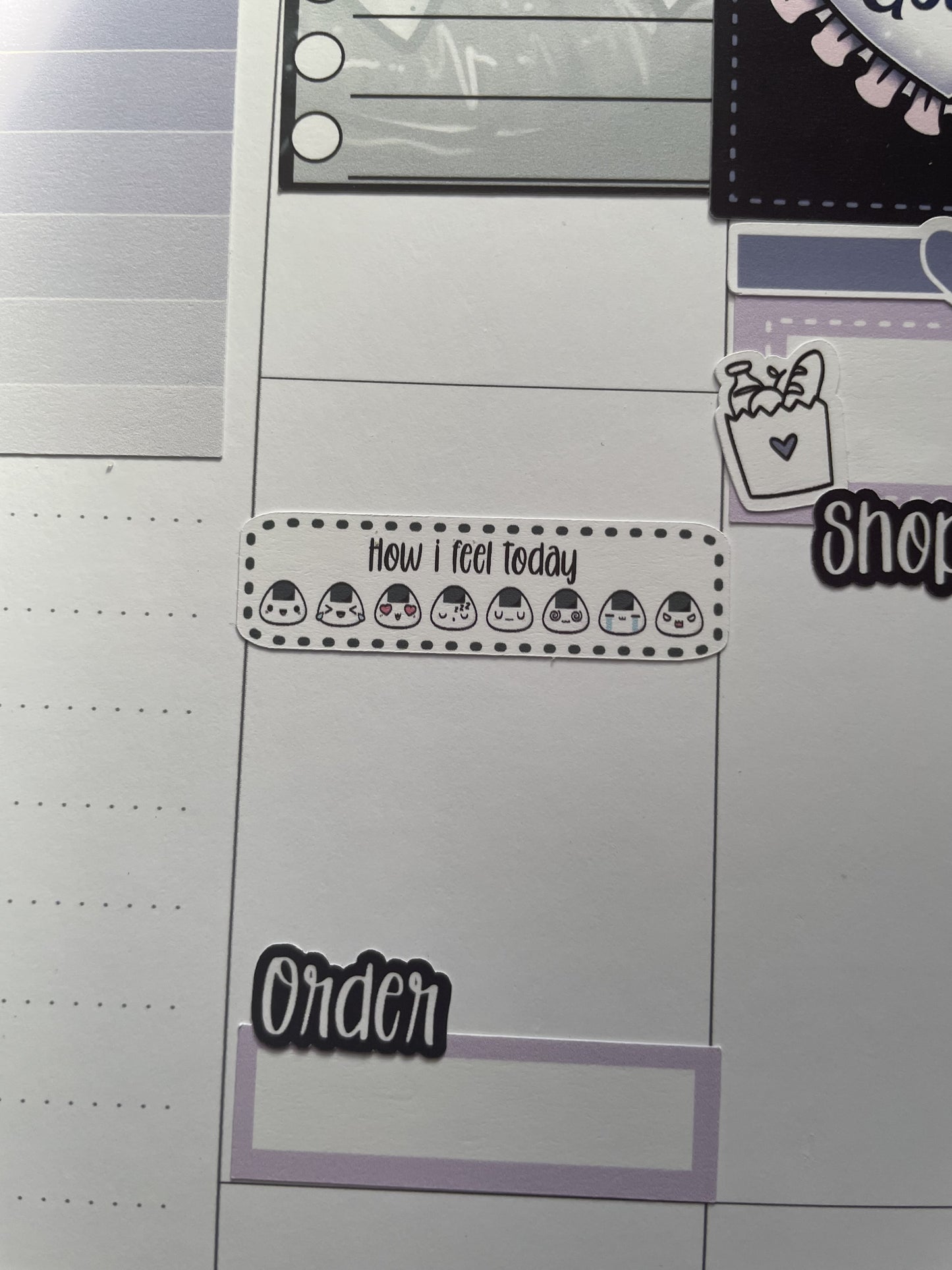 Mood tracker planner stickers, weekly planner stickers, black and white stickers, daily mood tracker stickers, how I feel today