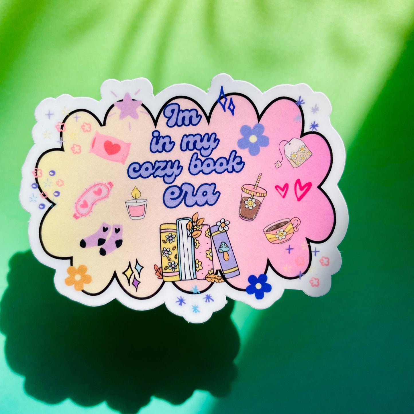 In my cozy book era sticker, gifts for book lovers, cute sticker, die cut sticker, laminate sticker, laptop sticker, vinyl sticker, glitter