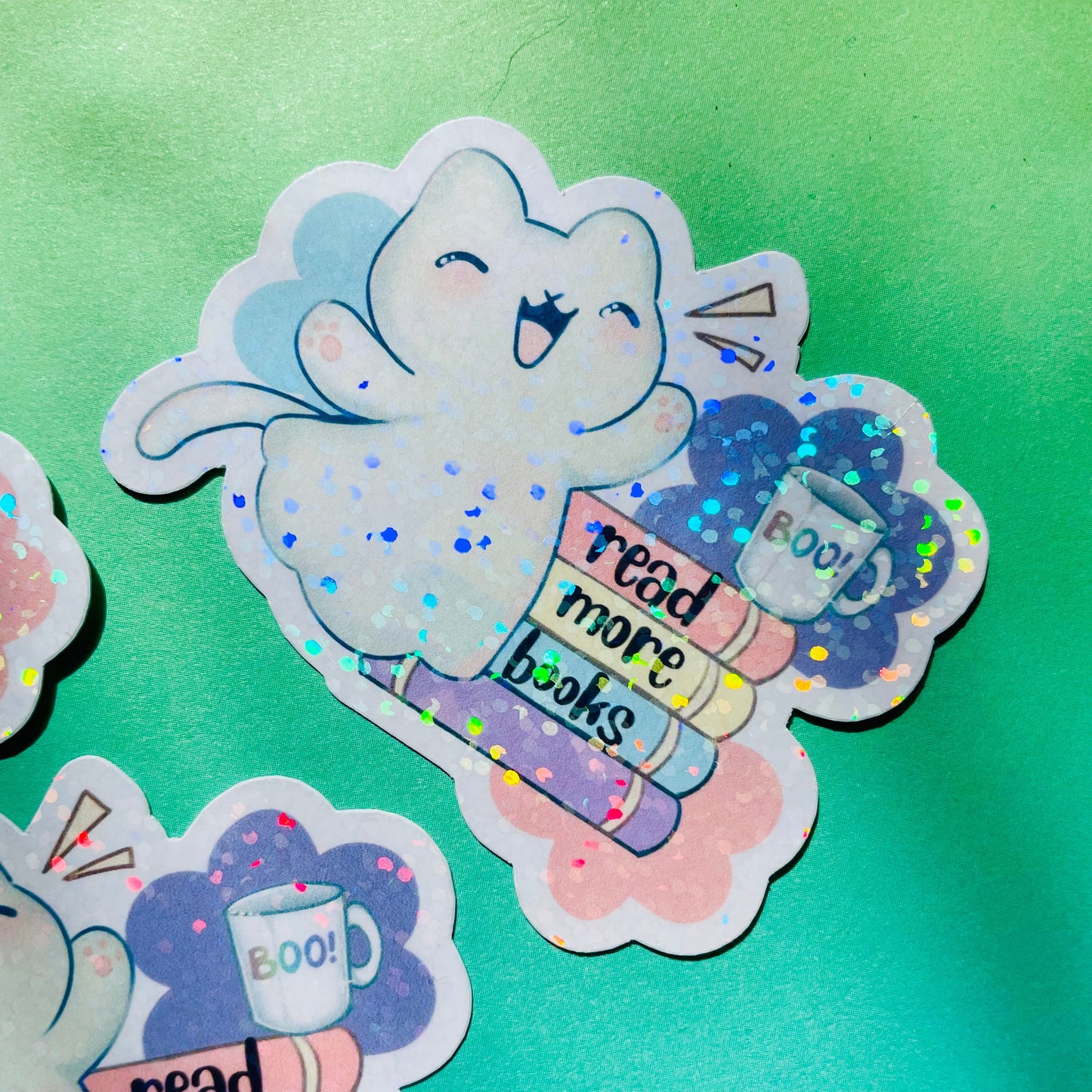 Read more books sticker, gifts for book lovers, ghost sticker, die cut sticker, laminate sticker, laptop sticker, vinyl sticker