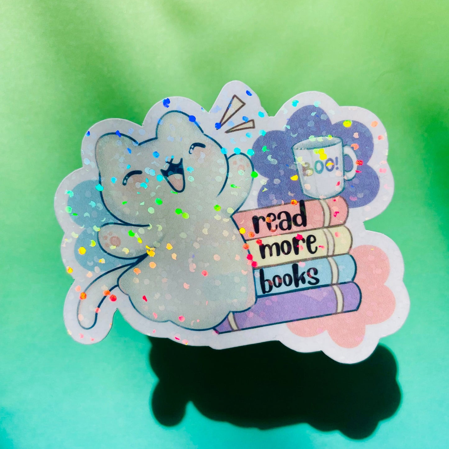 Read more books sticker, gifts for book lovers, ghost sticker, die cut sticker, laminate sticker, laptop sticker, vinyl sticker
