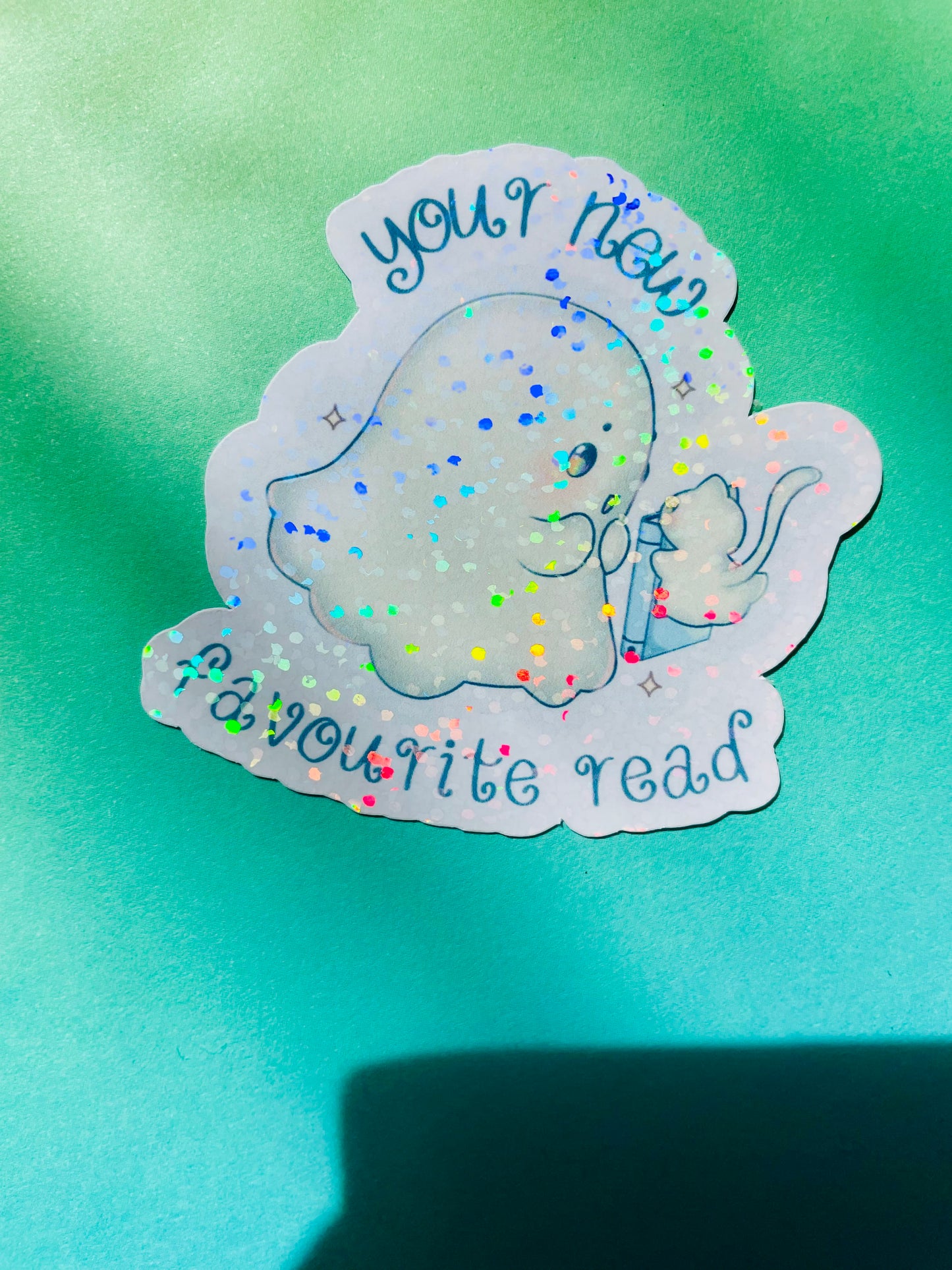 Your next favourite read, gifts for book lovers, ghost sticker, die cut sticker, laminate sticker, laptop sticker, vinyl sticker
