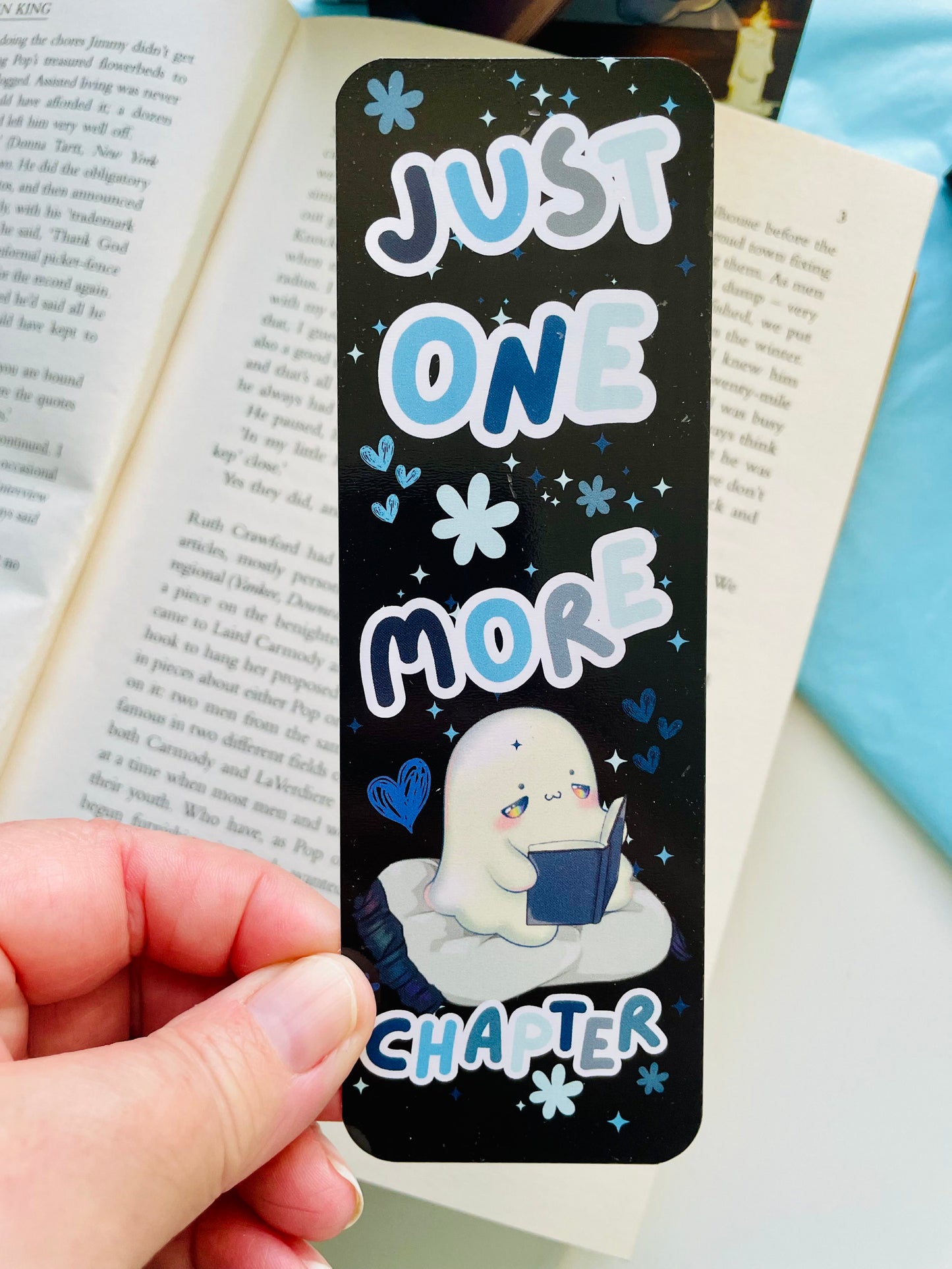 Just one more chapter bookmark, gifts for book lovers, ghost bookmark, cute bookmark