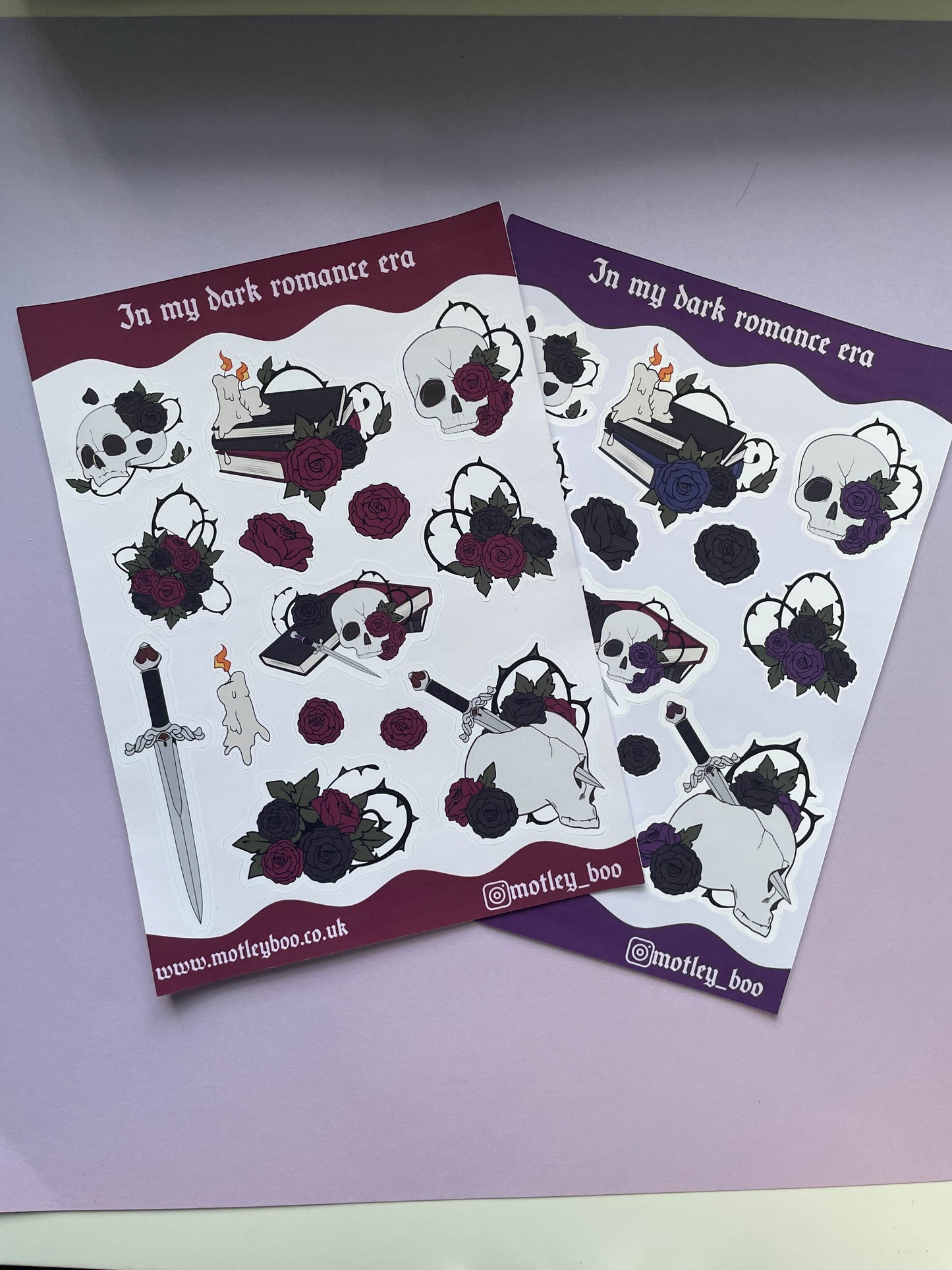 In my dark romance era sticker sheet, bookish stickers, gifts for, book lovers, book nerds, gothic romance, gothic stickers, skulls & books