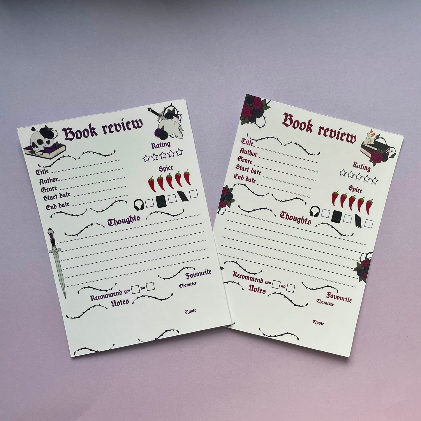 Book review sticker sheets, bookish stickers, gifts for, book lovers, book nerds, gothic romance, skulls & books, in my dark romance era