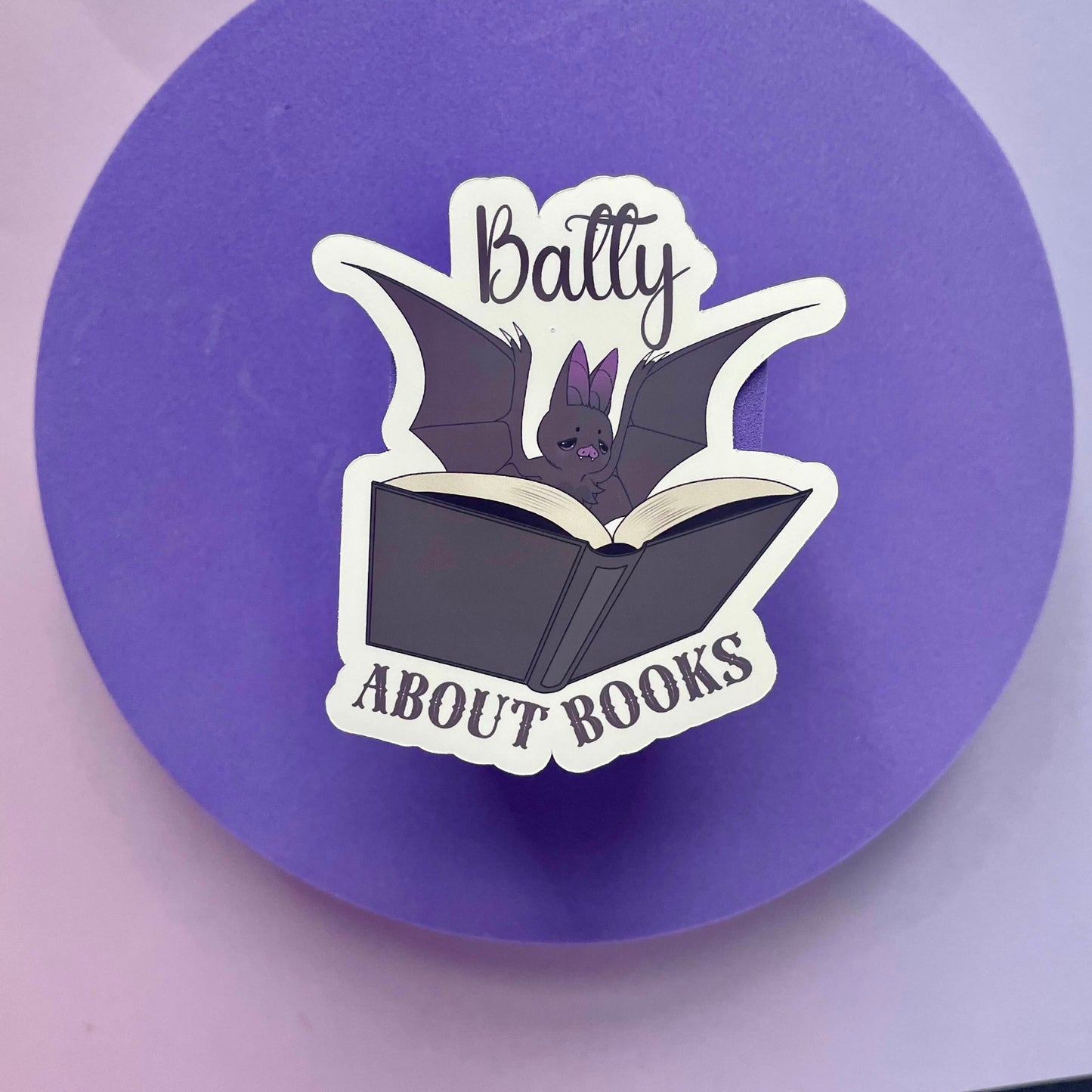 Batty about books die cut sticker, gifts for, book nerds, book lovers, bookish, vinyl sticker, book club