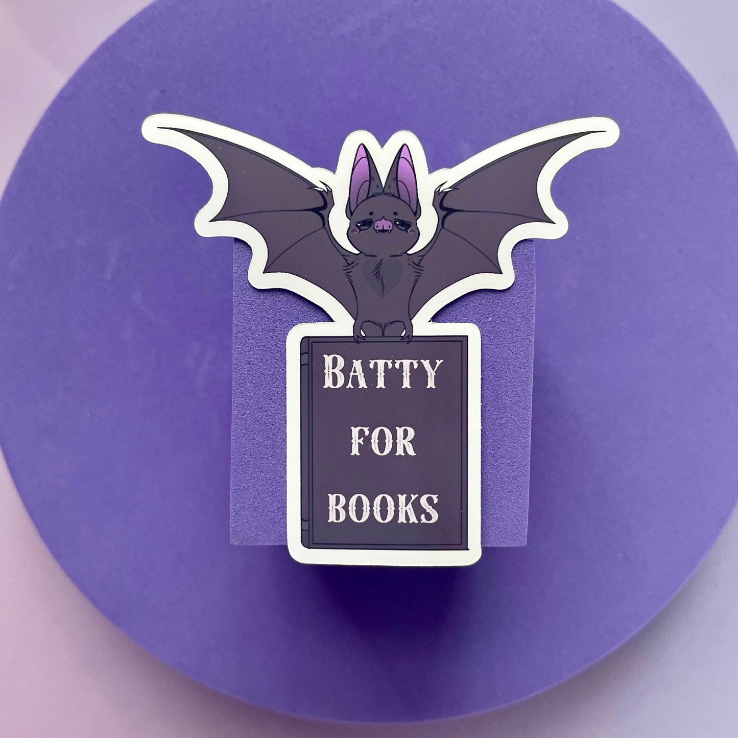 Batty for books die cut sticker, gifts for, book nerds, book lovers, bookish, vinyl sticker, book club