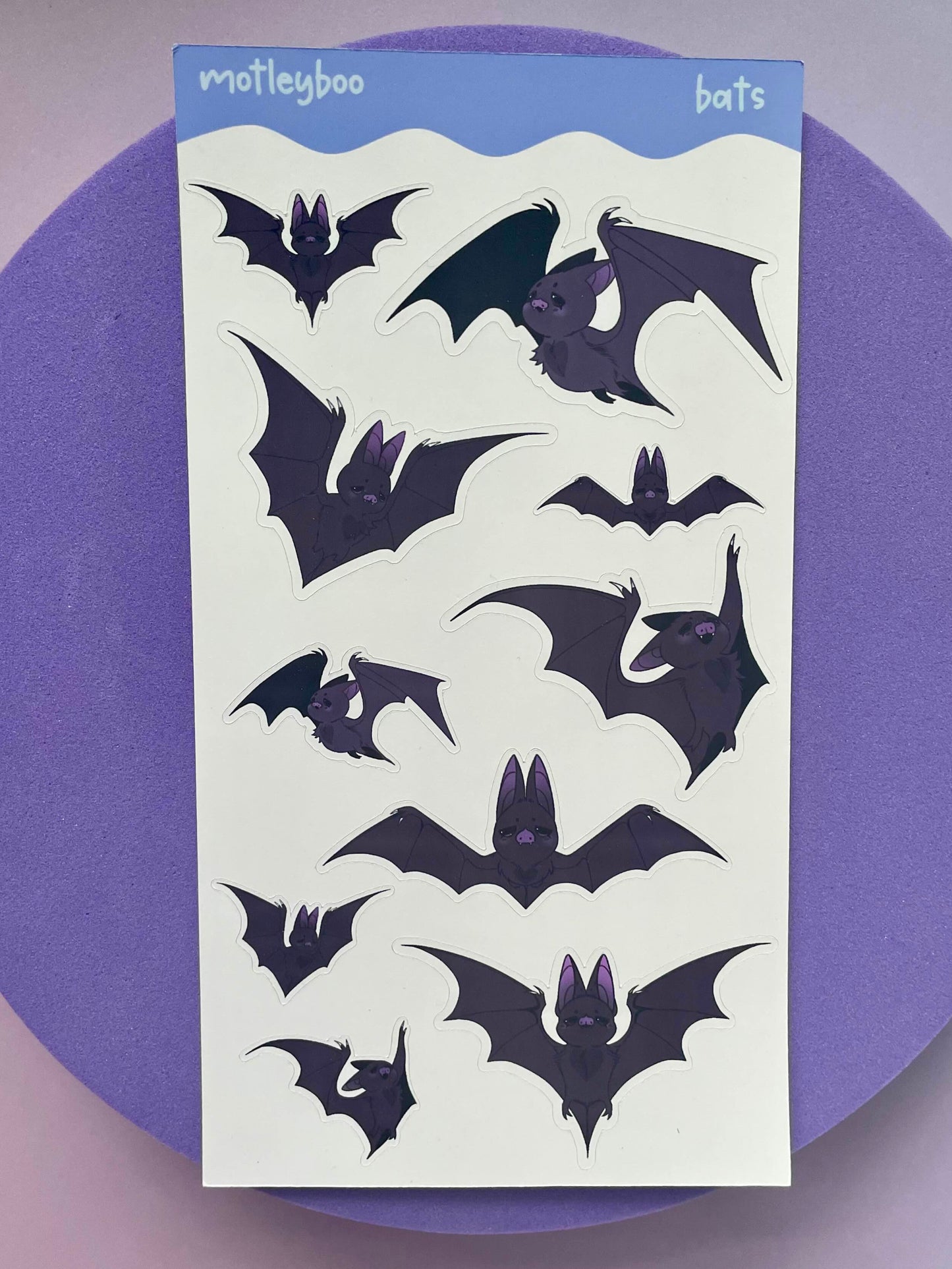 Midnight bat sticker sheet, stickers for halloween
