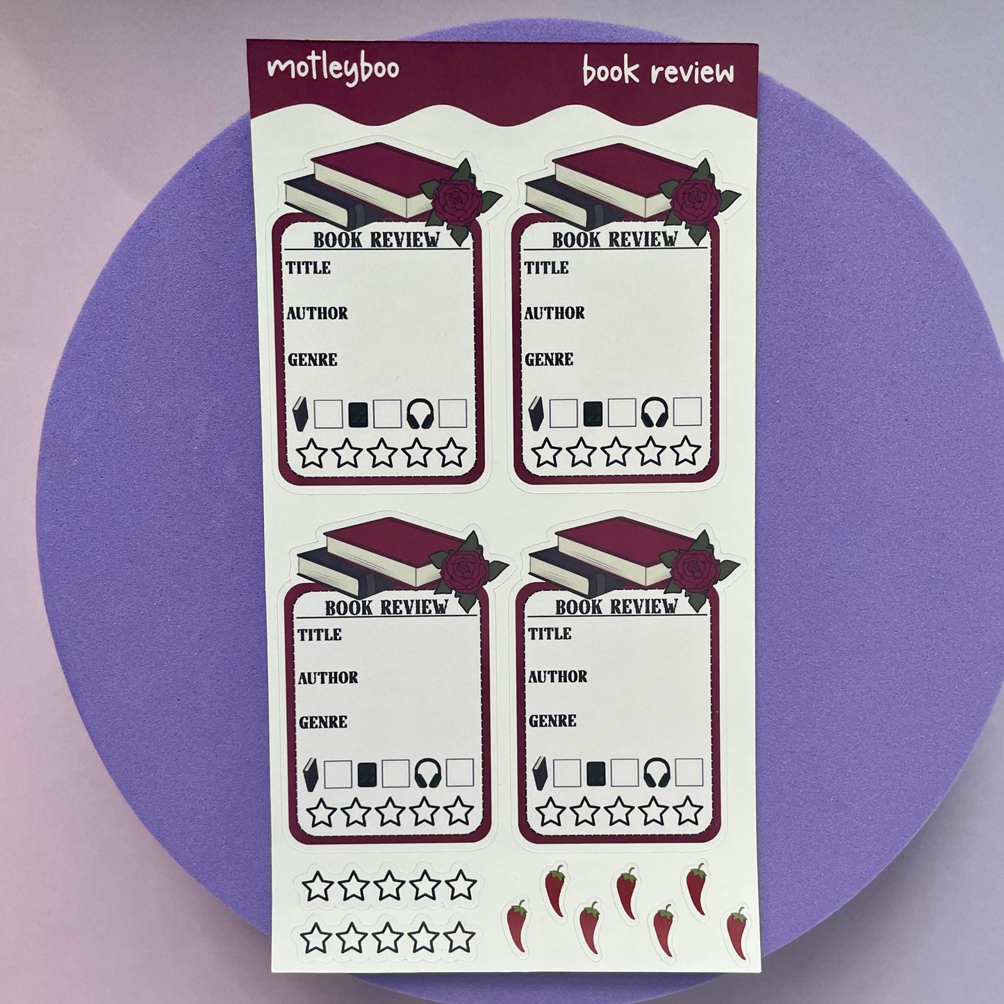 Book review sticker sheet, stickers, goth stickers, gifts for book lovers, bookish, book nerds, original art stickers, dark romance