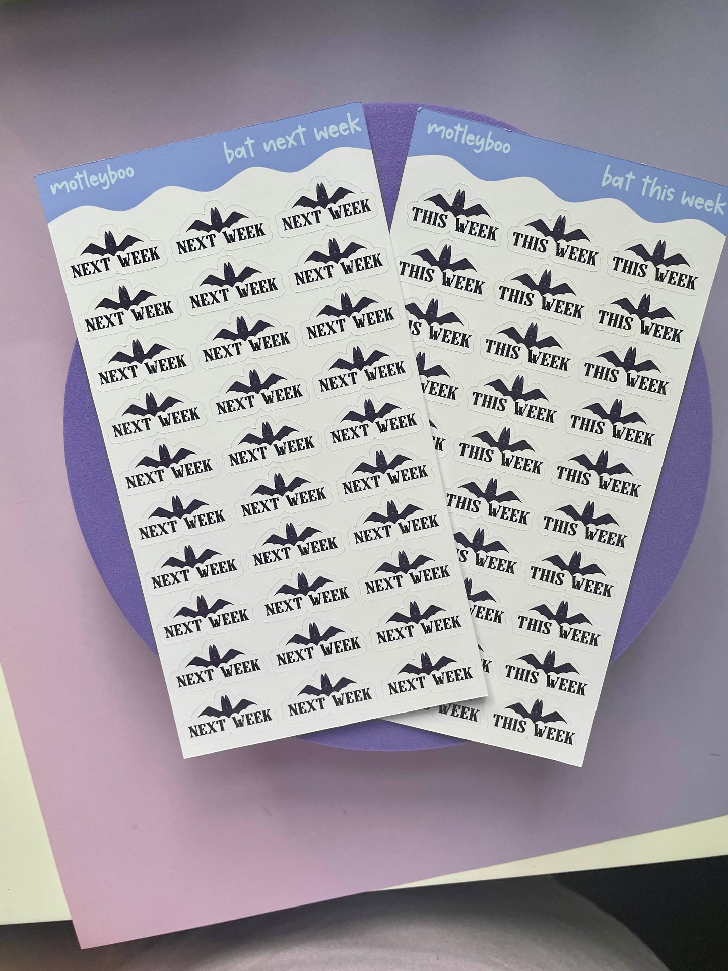 functional words sticker sheet, stickers, goth stickers, halloween stickers, original art stickers, cute and fun stickers, bat stickers