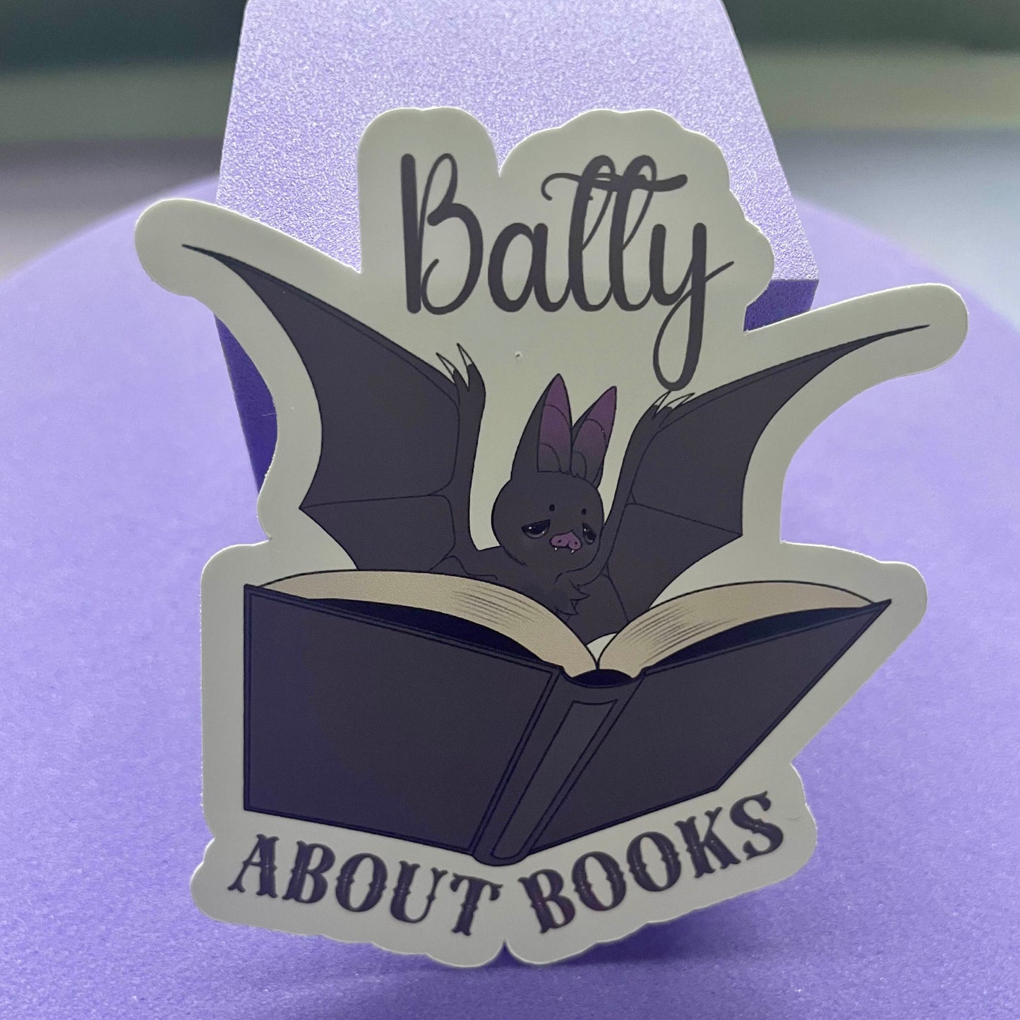 Batty about books die cut sticker, gifts for, book nerds, book lovers, bookish, vinyl sticker, book club