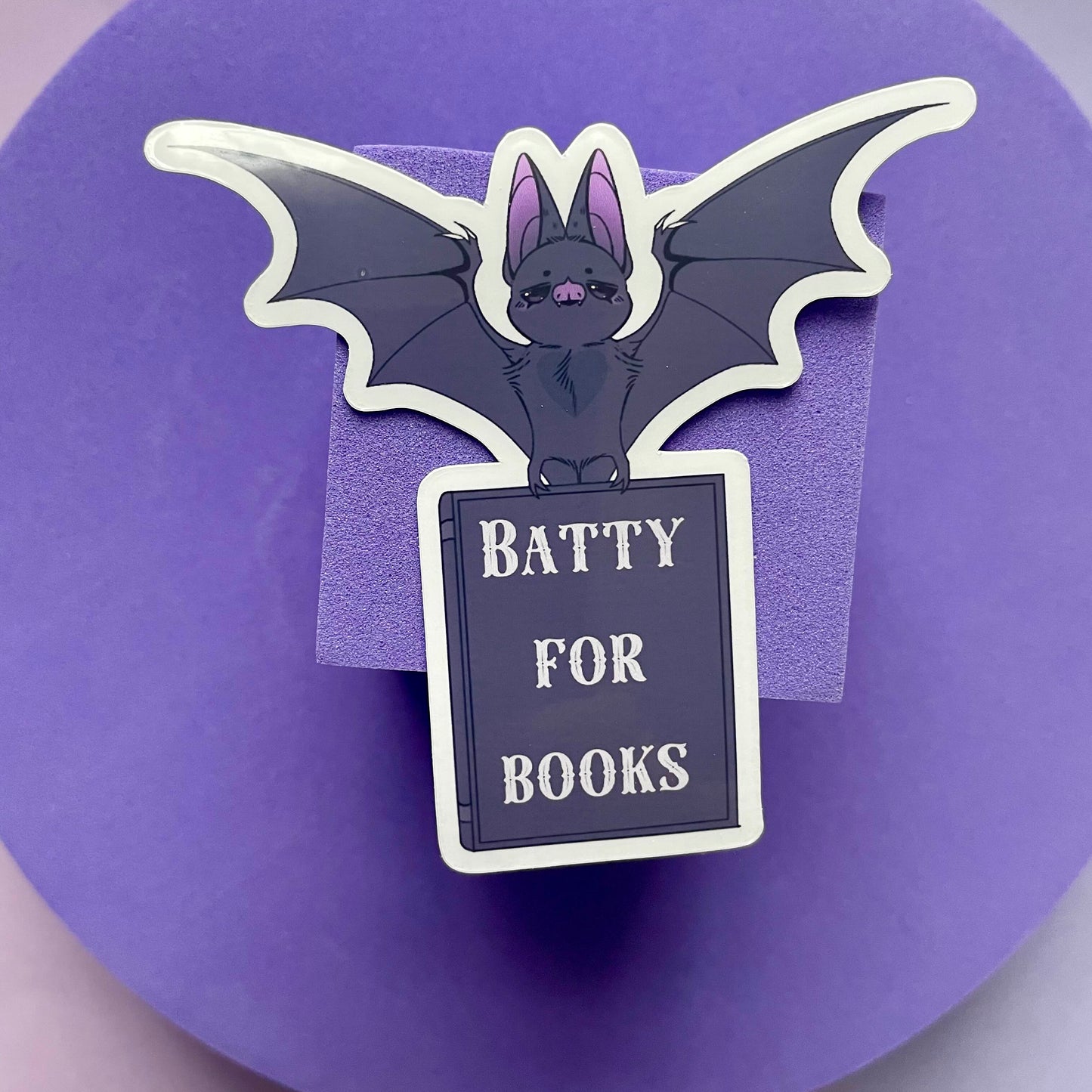 Batty for books die cut sticker, gifts for, book nerds, book lovers, bookish, vinyl sticker, book club