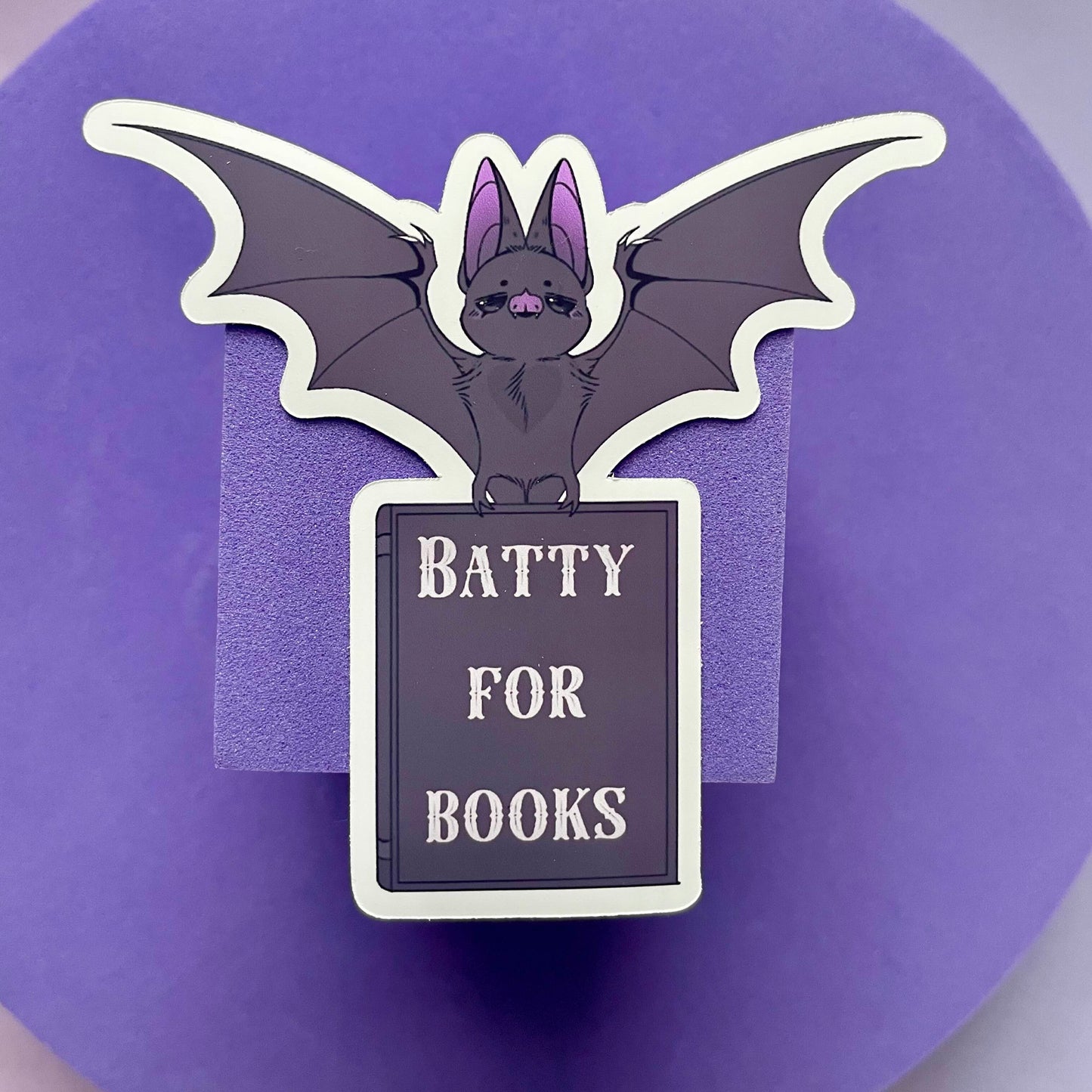 Batty for books die cut sticker, gifts for, book nerds, book lovers, bookish, vinyl sticker, book club