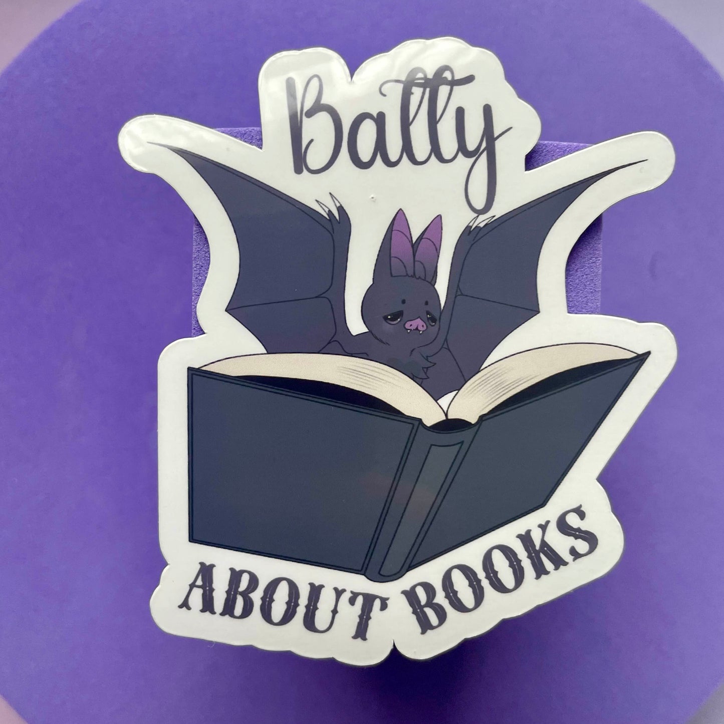 Batty about books die cut sticker, gifts for, book nerds, book lovers, bookish, vinyl sticker, book club