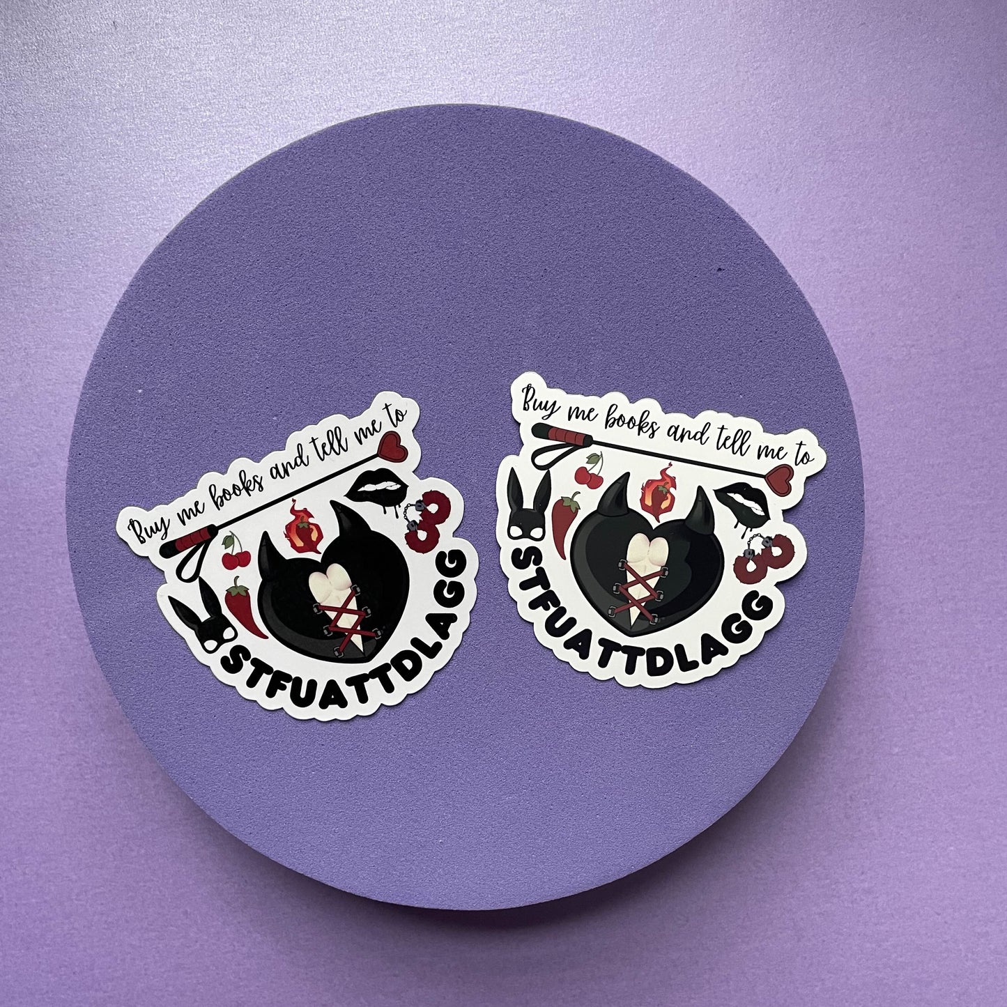 Buy me books and tell me to STFUATTDLAGG die cut, kindle and laptop sticker, gifts for bookish spicy smut book lovers, vinyl and laminated