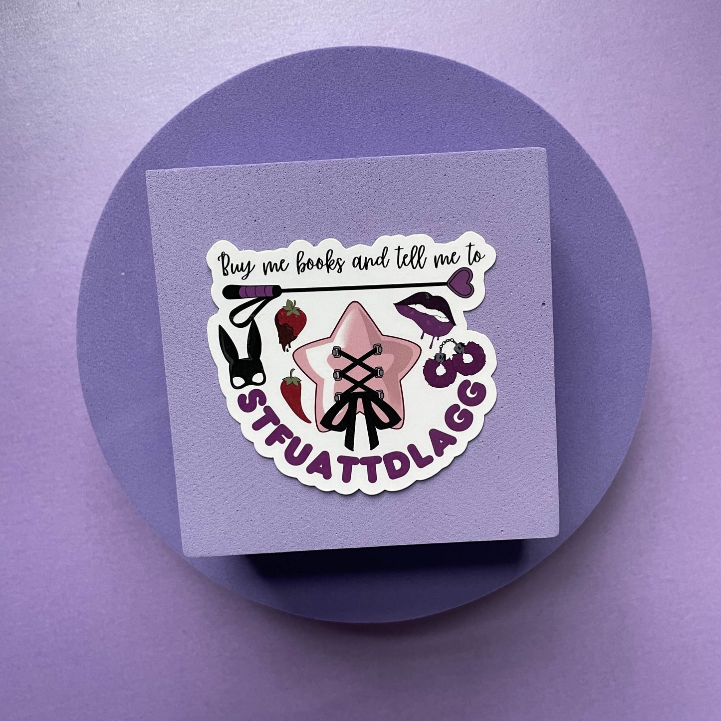 Buy me books and tell me to STFUATTDLAGG die cut, kindle and laptop sticker, gifts for bookish spicy smut book lovers, vinyl and laminated