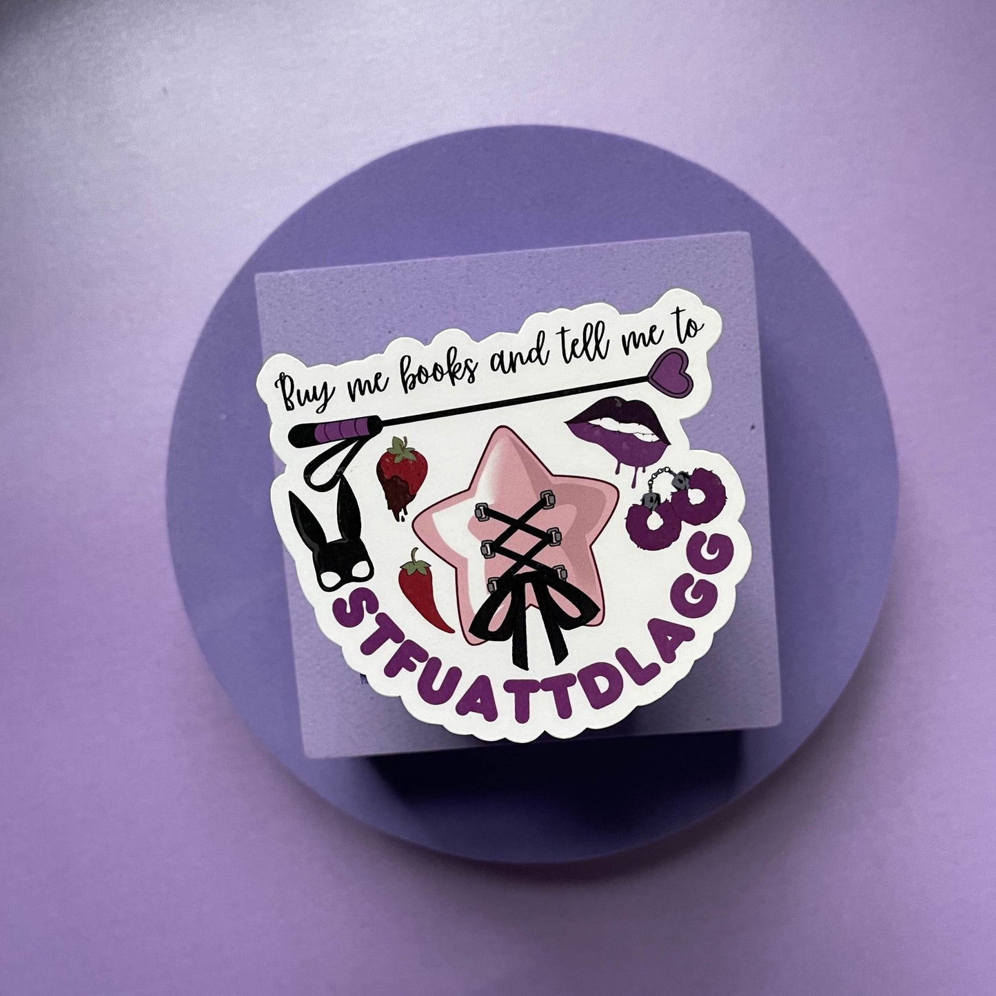 Buy me books and tell me to STFUATTDLAGG die cut, kindle and laptop sticker, gifts for bookish spicy smut book lovers, vinyl and laminated
