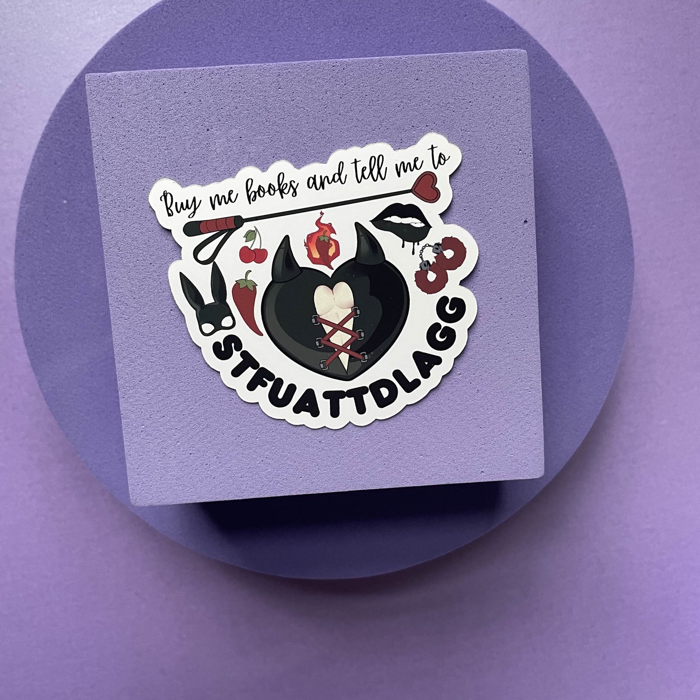 Buy me books and tell me to STFUATTDLAGG die cut, kindle and laptop sticker, gifts for bookish spicy smut book lovers, vinyl and laminated