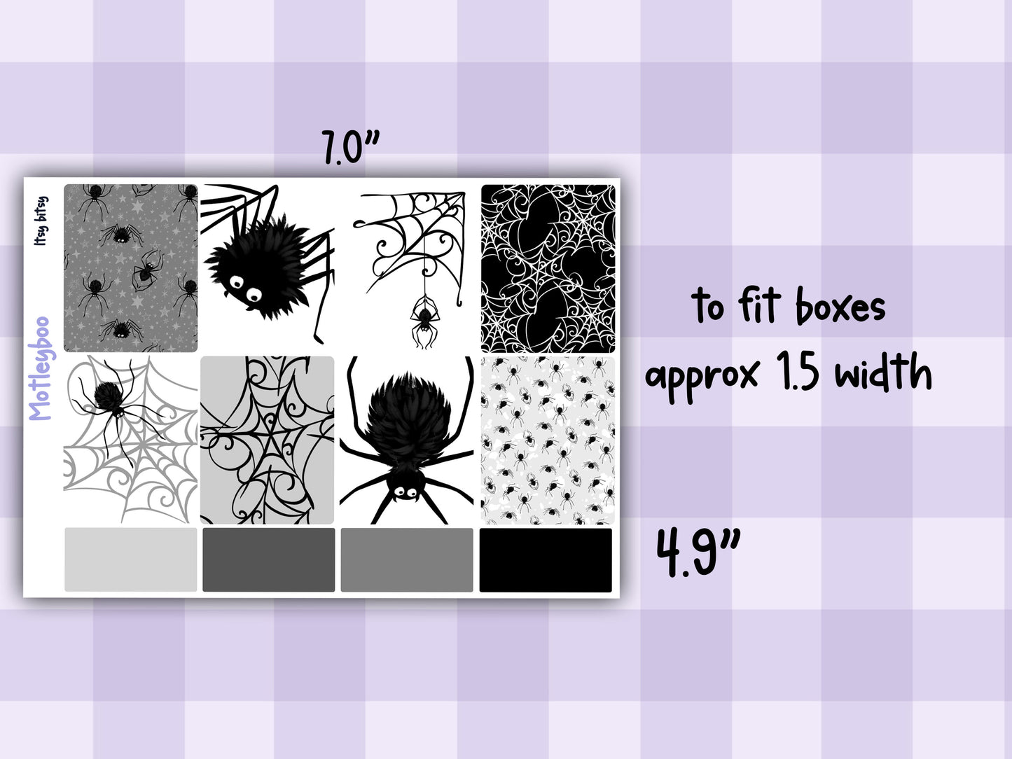 Vertical Planner Sticker Kit, Gothic Themed Planner Supplies, Itsy bitsy