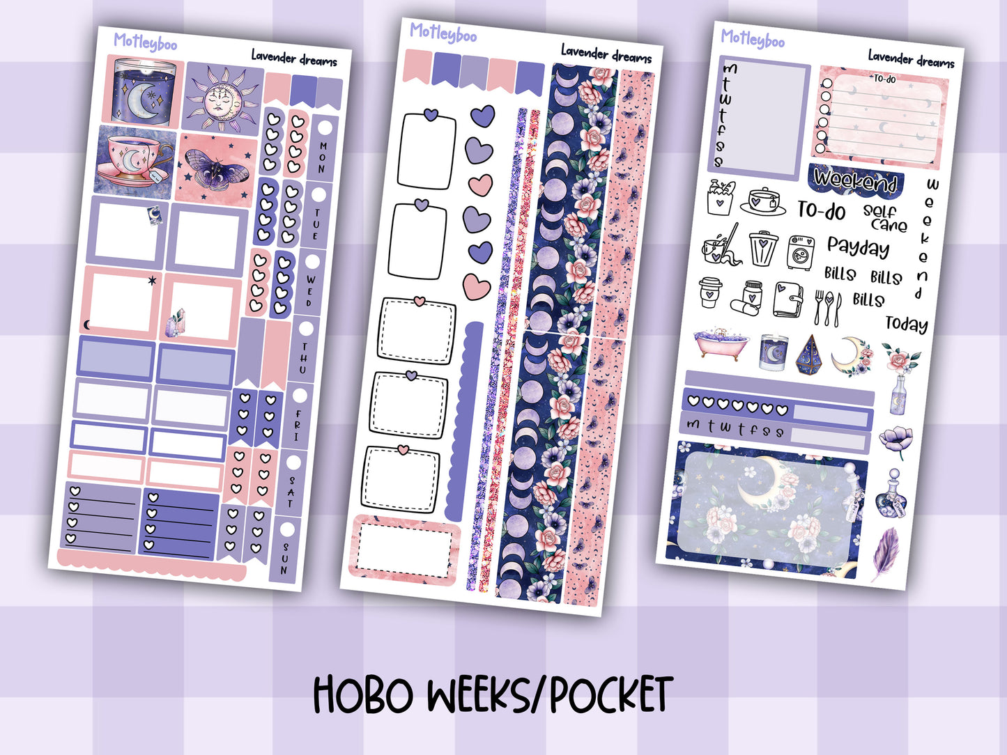 Hobonichi weekly planner kit, planner kit, cute stickers, celestial stickers, mystic, witchcraft stickers, sweet dream stickers, mystical