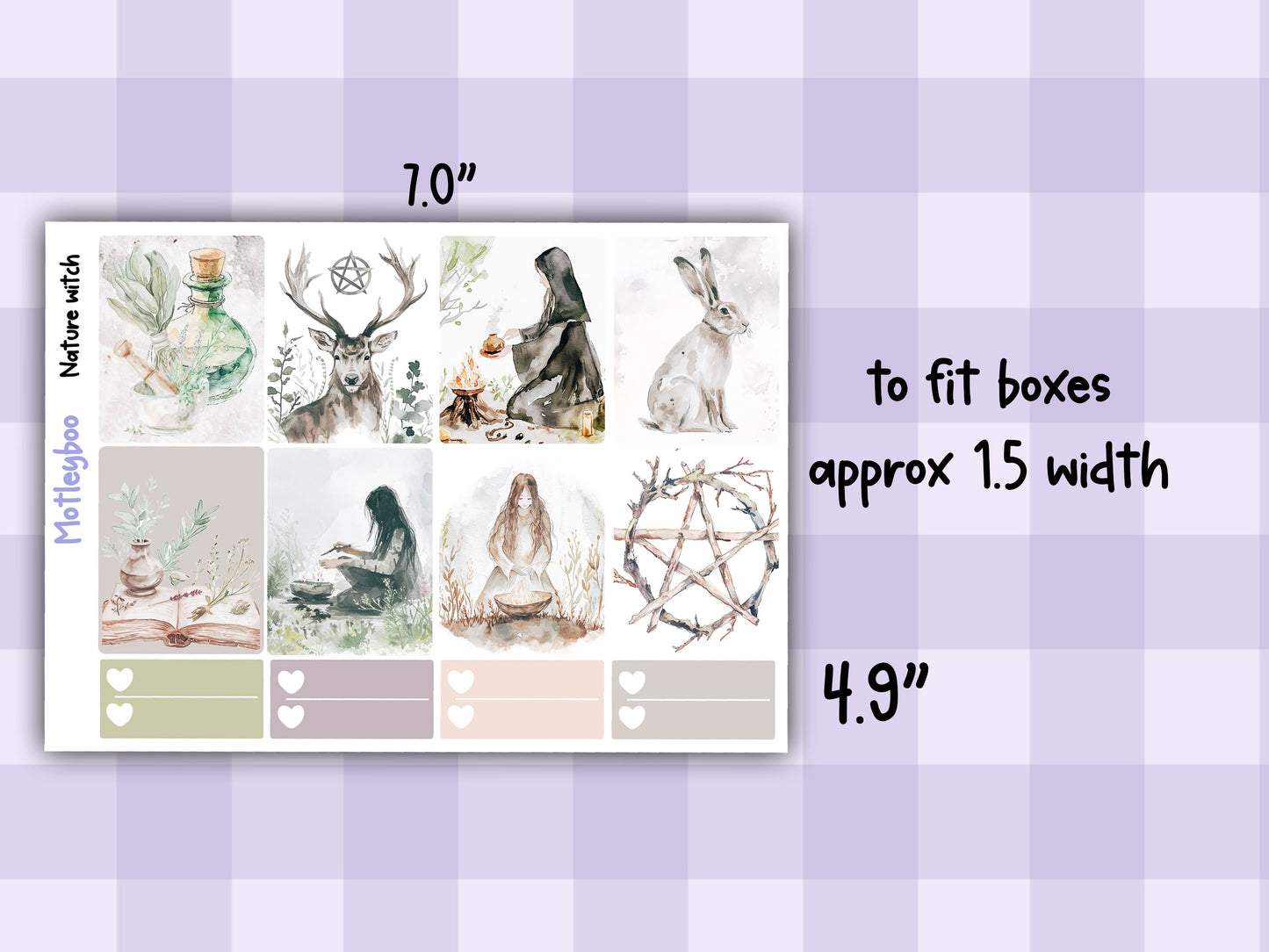 Weekly Planner Sticker Kit, Witchy mystical Vertical Planning Stickers, Nature witch