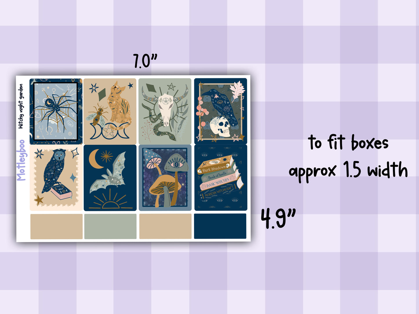 Witchy Weekly Planner Sticker Kit, Gothic Mystical Stickers for functional vertical planning, witchy night garden