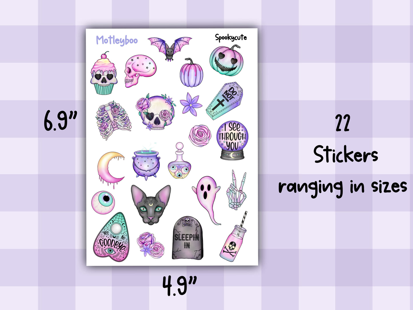 Planner sticker sheet, stickers, Spooky cute