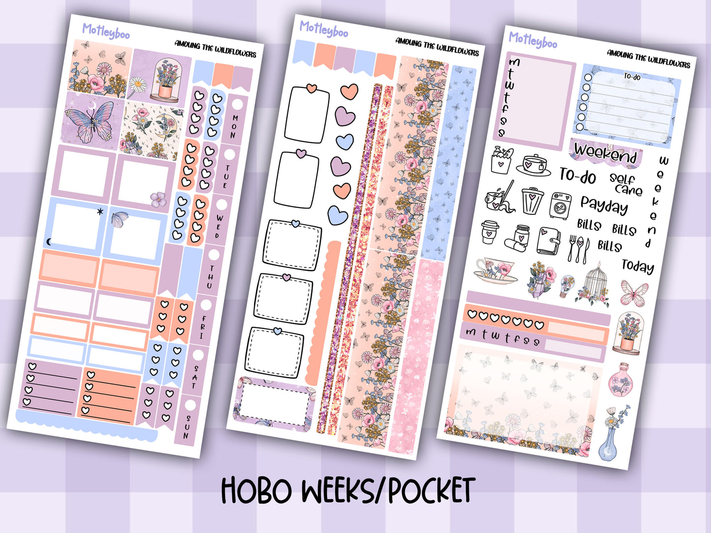Hobonichi weeks, sticker kit, hobonichi planner, Among the wildflowers
