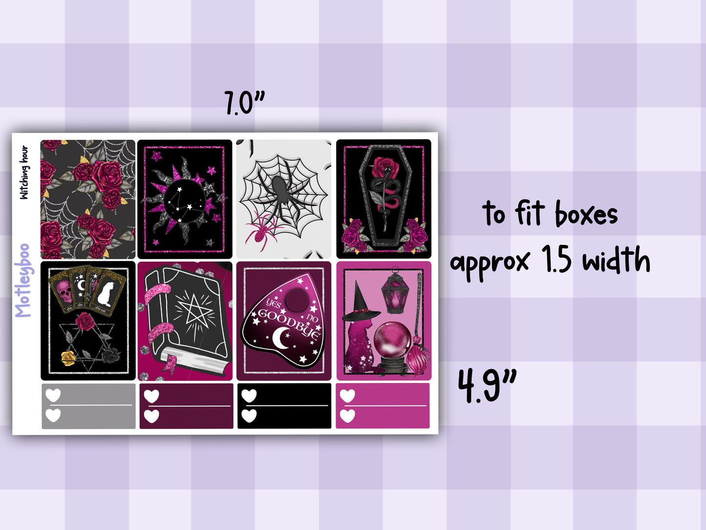 Weekly Planner Sticker Kit, witchy spooky halloween Vertical Planning Stickers, Witching hour