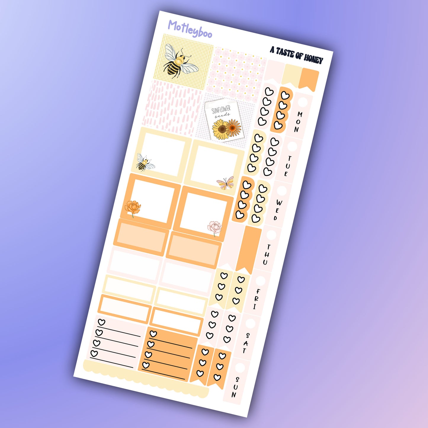 Hobonichi weeks, planner sticker kit, summertime stickers, bees and honey