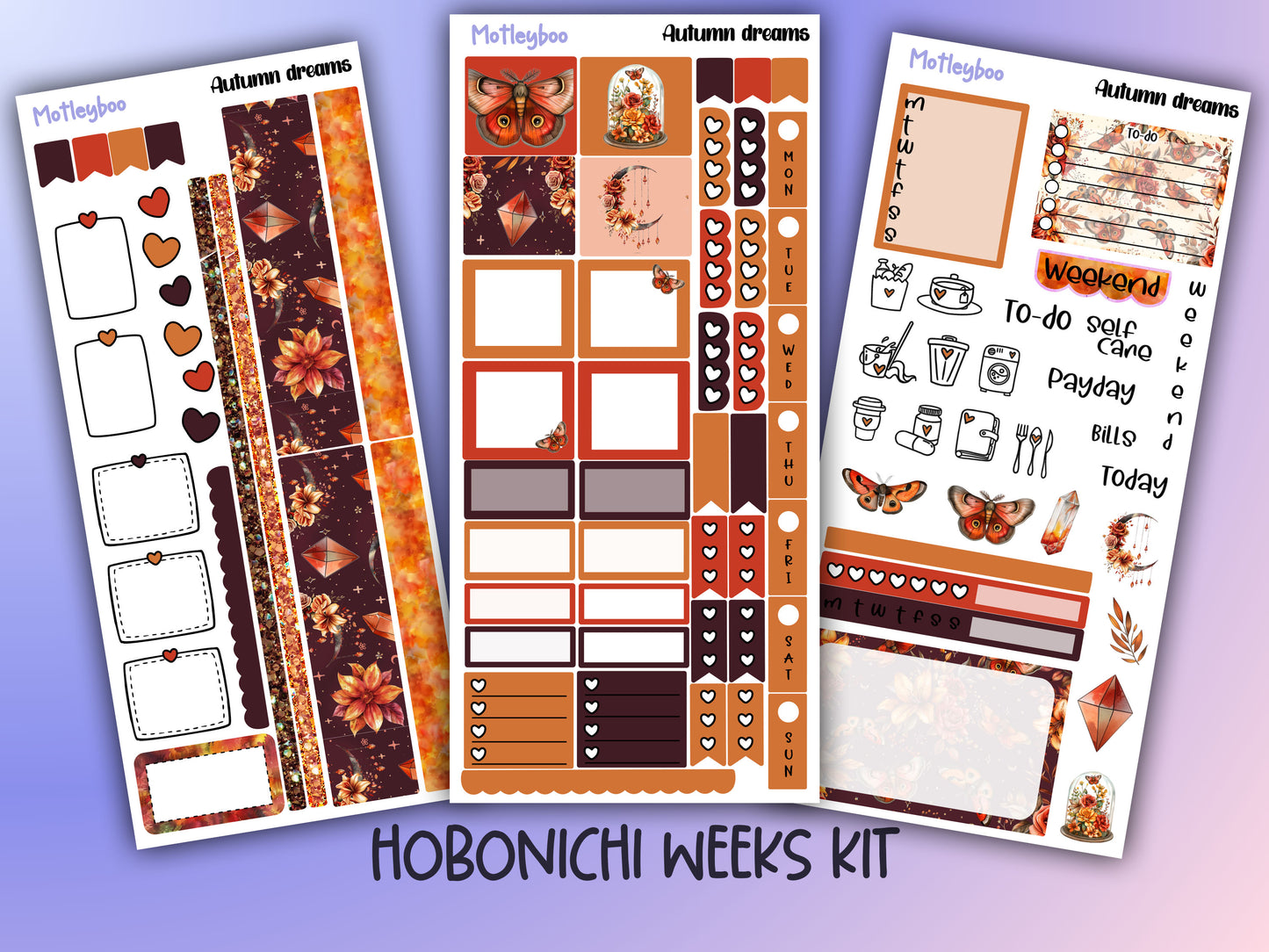 Hobonichi weeks, sticker kit, hobonichi planner, autumn stickers, planner stickers