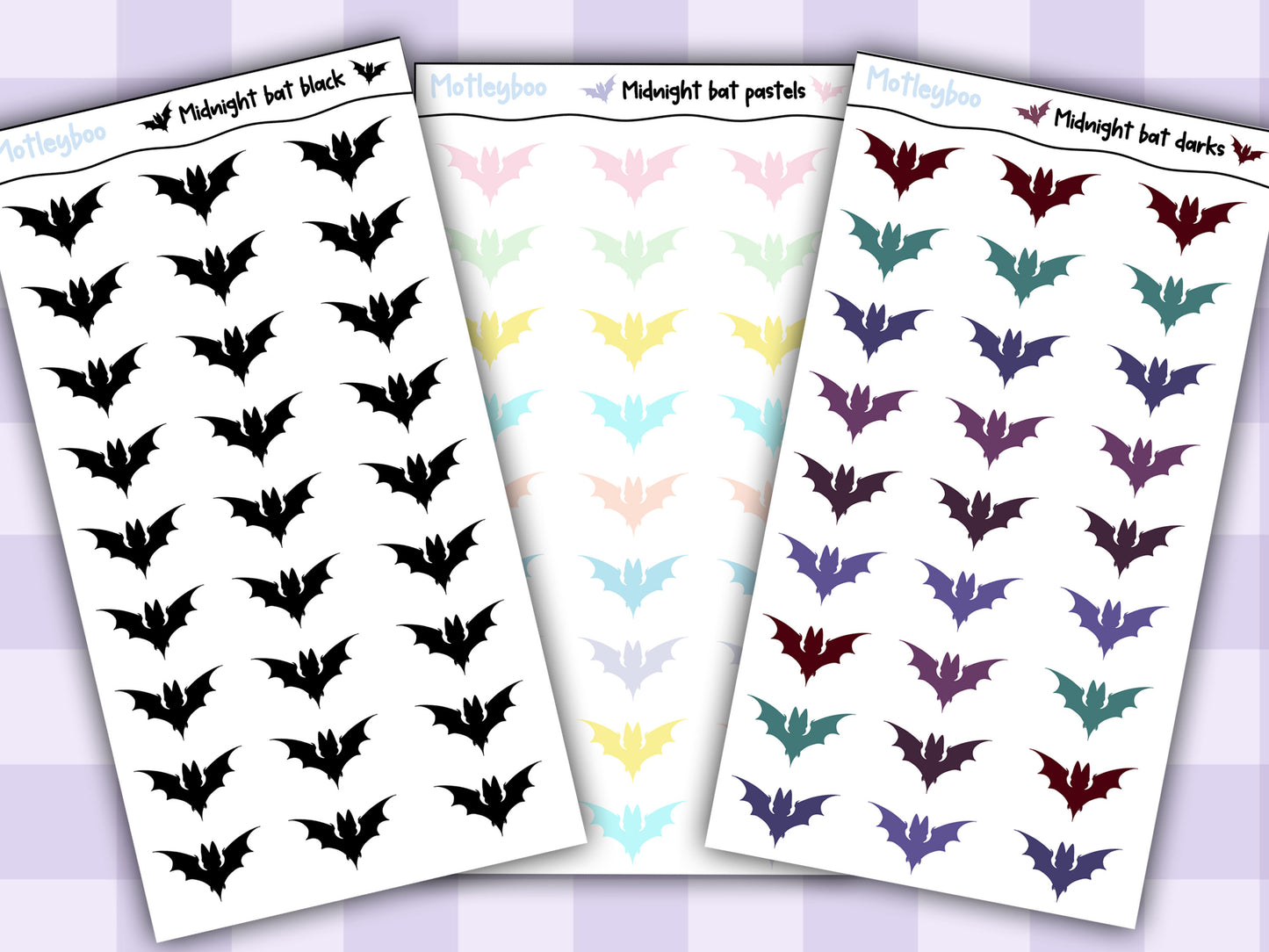 Sticker sheets for Halloween planners, spooky Halloween journaling, functional stickers, spooky season stickers, bat stickers, goth planner