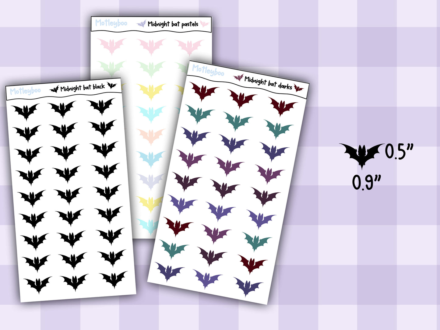 Sticker sheets for Halloween planners, spooky Halloween journaling, functional stickers, spooky season stickers, bat stickers, goth planner